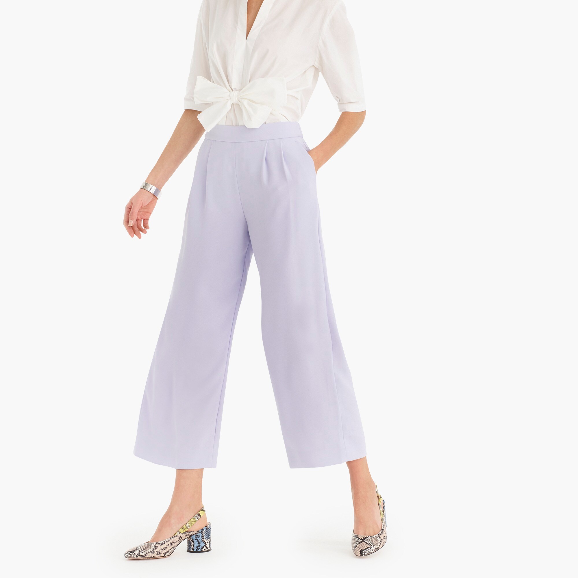wide-leg crop pant in 365 crepe - women's pants, right side, view zoomed