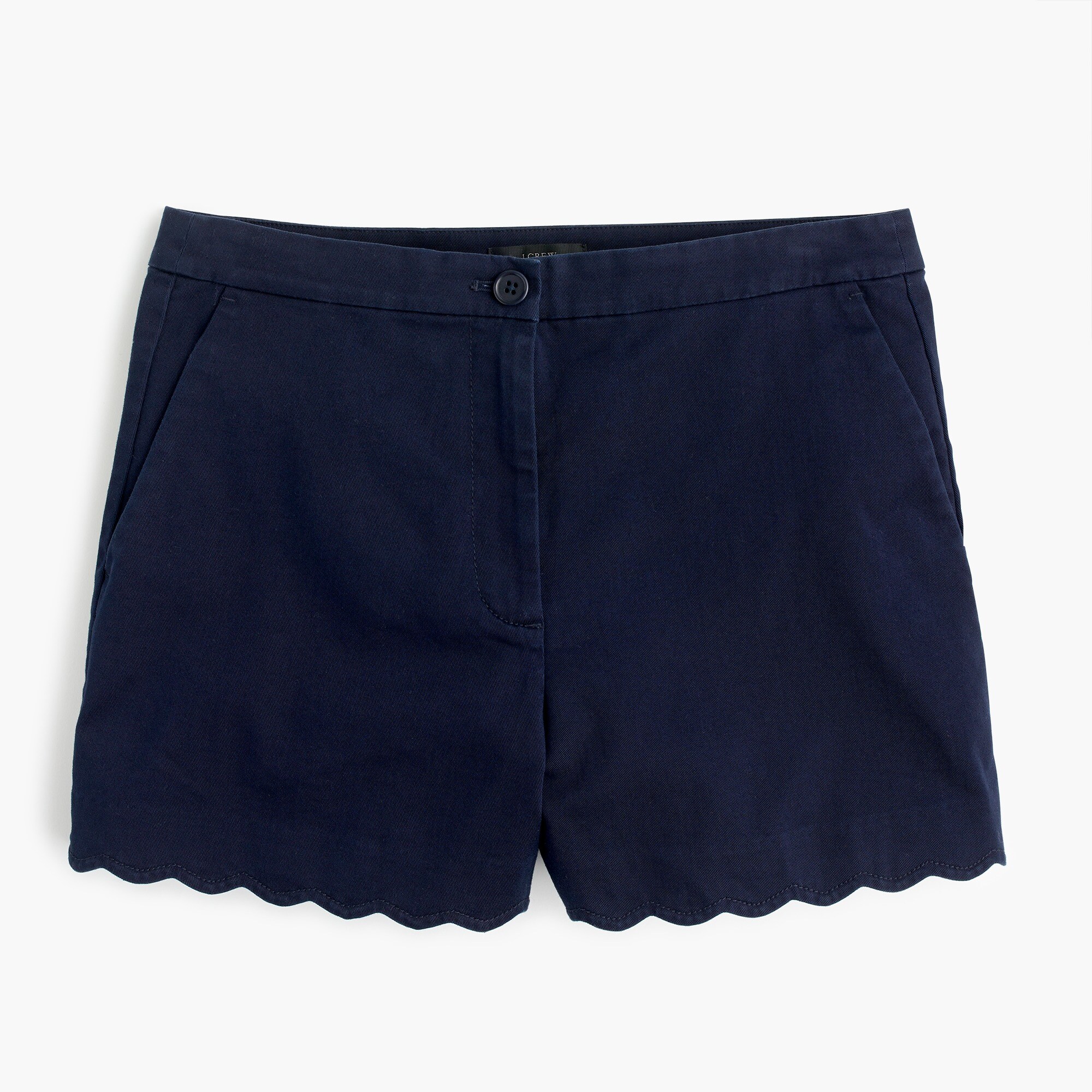 4" chino short with scalloped hem