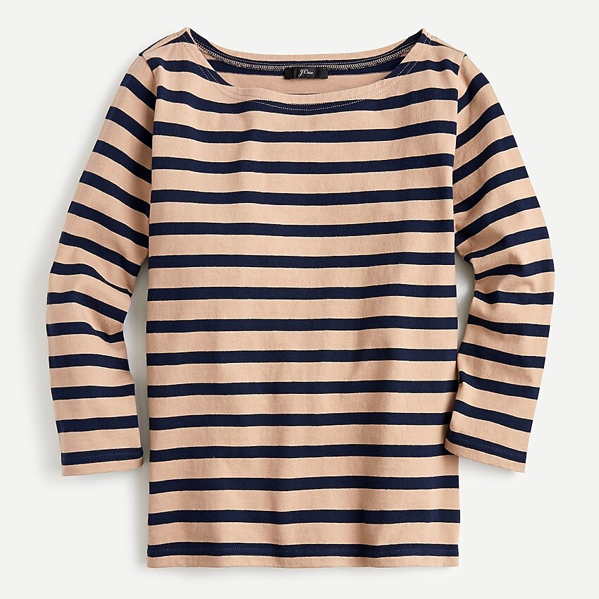 j.crew: structured boatneck t-shirt in stripe, right side, view zoomed