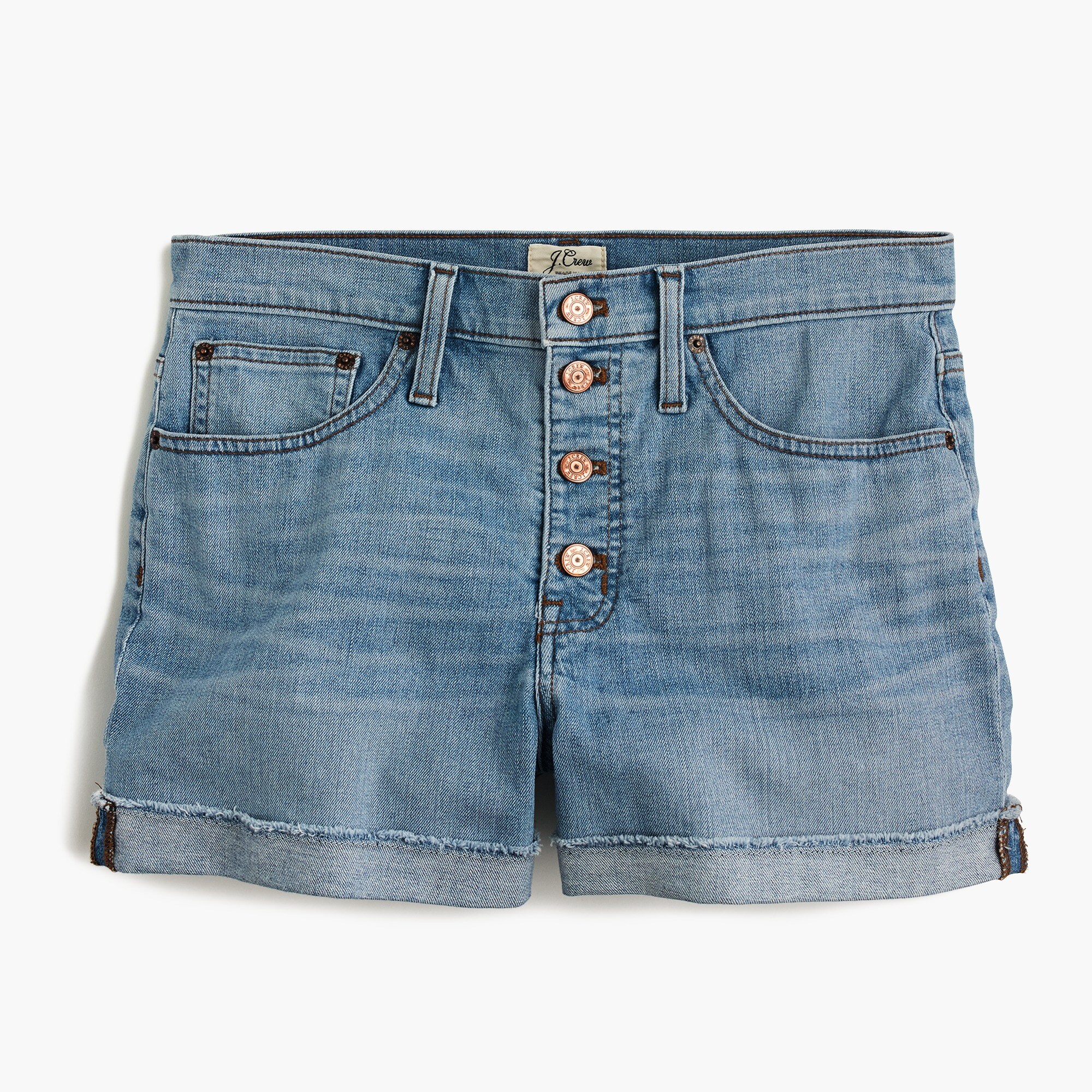 High-rise denim short with button fly