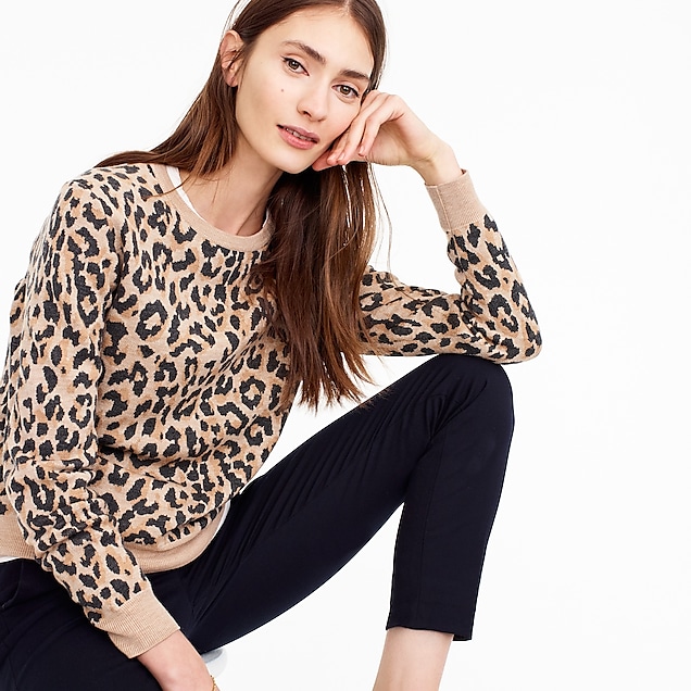  Merino Crewneck Sweatshirt In Leopard =