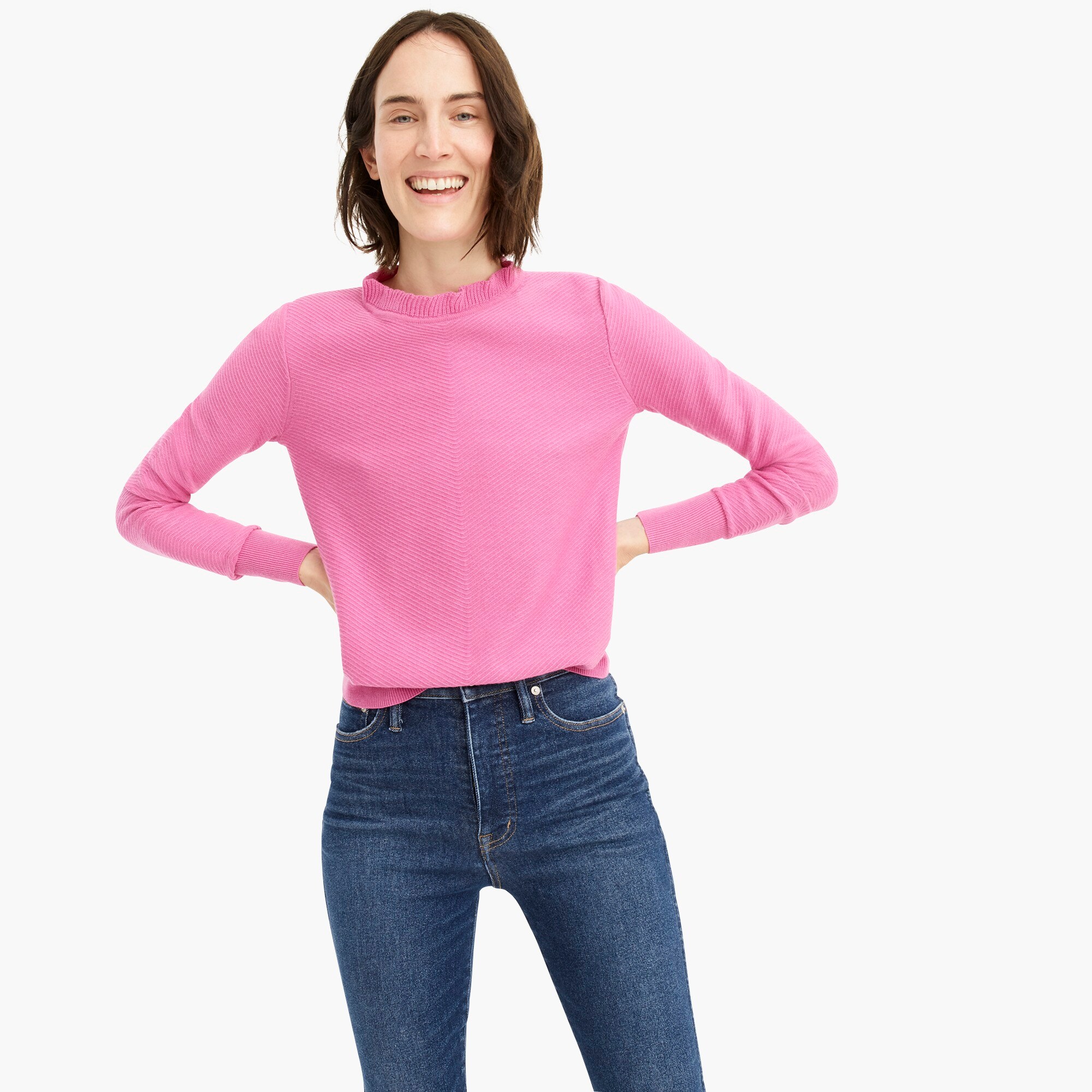 ruffle-neck pullover sweater - women's sweaters