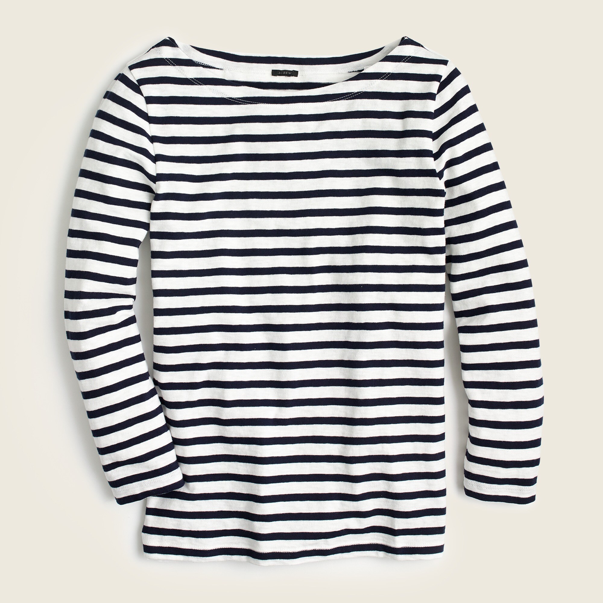 j.crew: striped boatneck t-shirt for women, right side, view zoomed