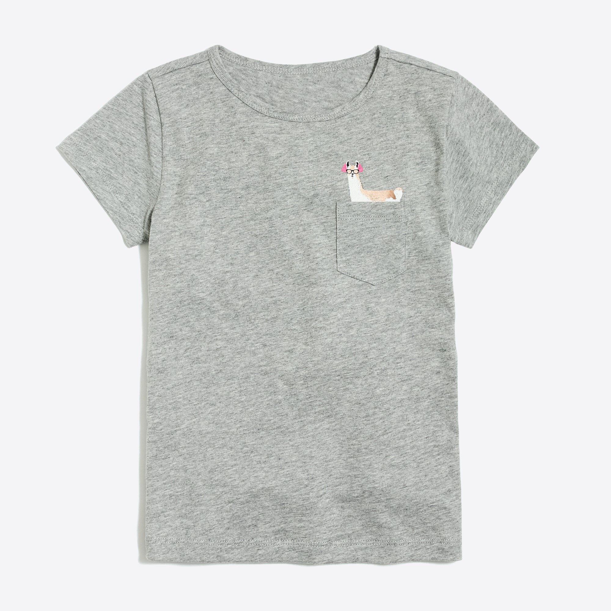 Girls' llama pocket graphic tee