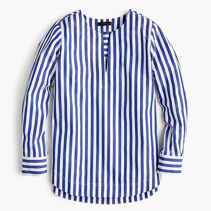 j.crew: tunic in bold stripe cotton poplin for women, right side, view zoomed
