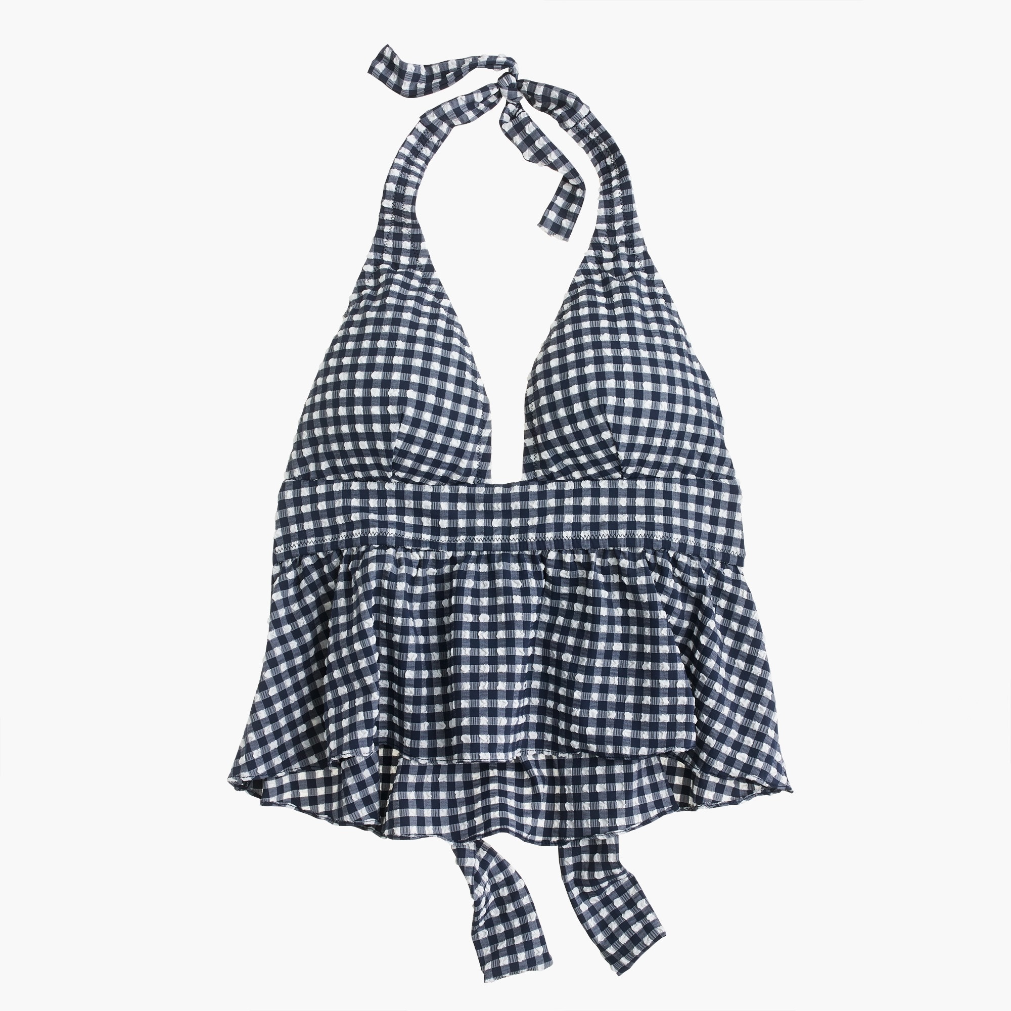 Halter peplum tankini top in classic gingham