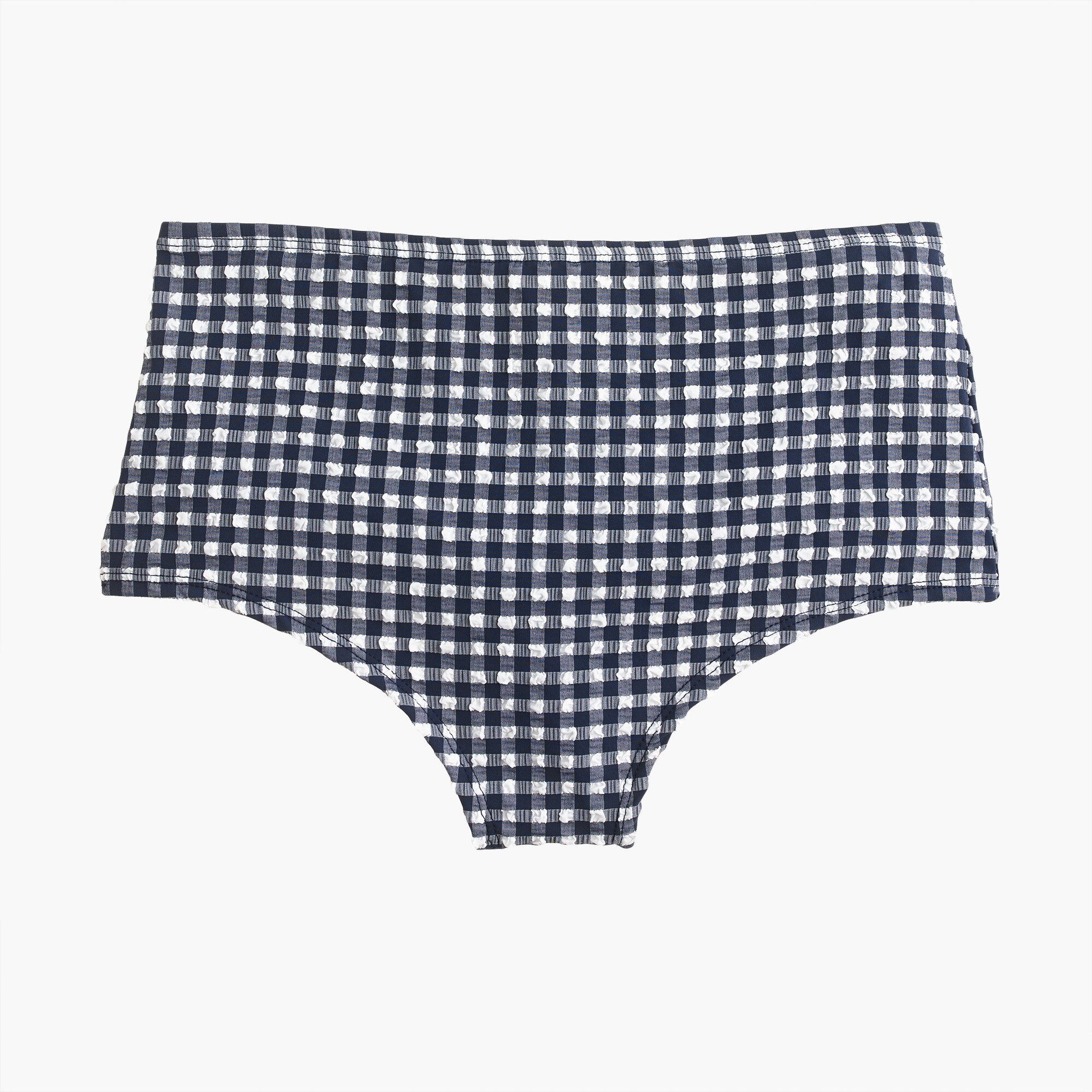 High-waist bikini bottom in gingham