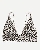Deep V-neck french bikini top in leopard print