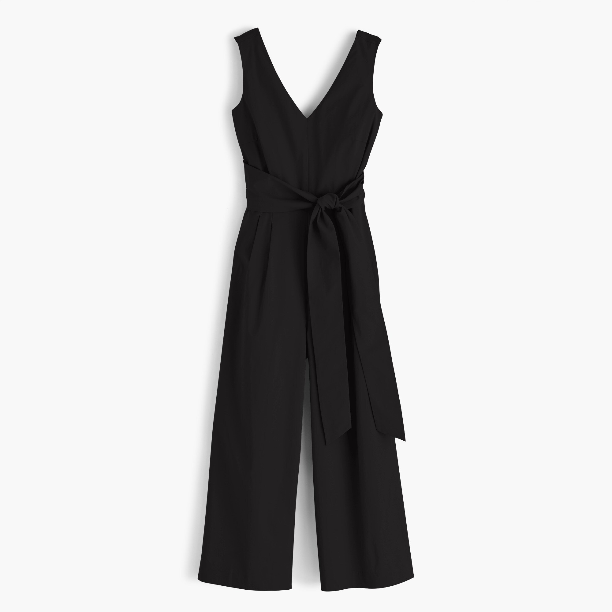 Wrap-tie jumpsuit in stretch poplin