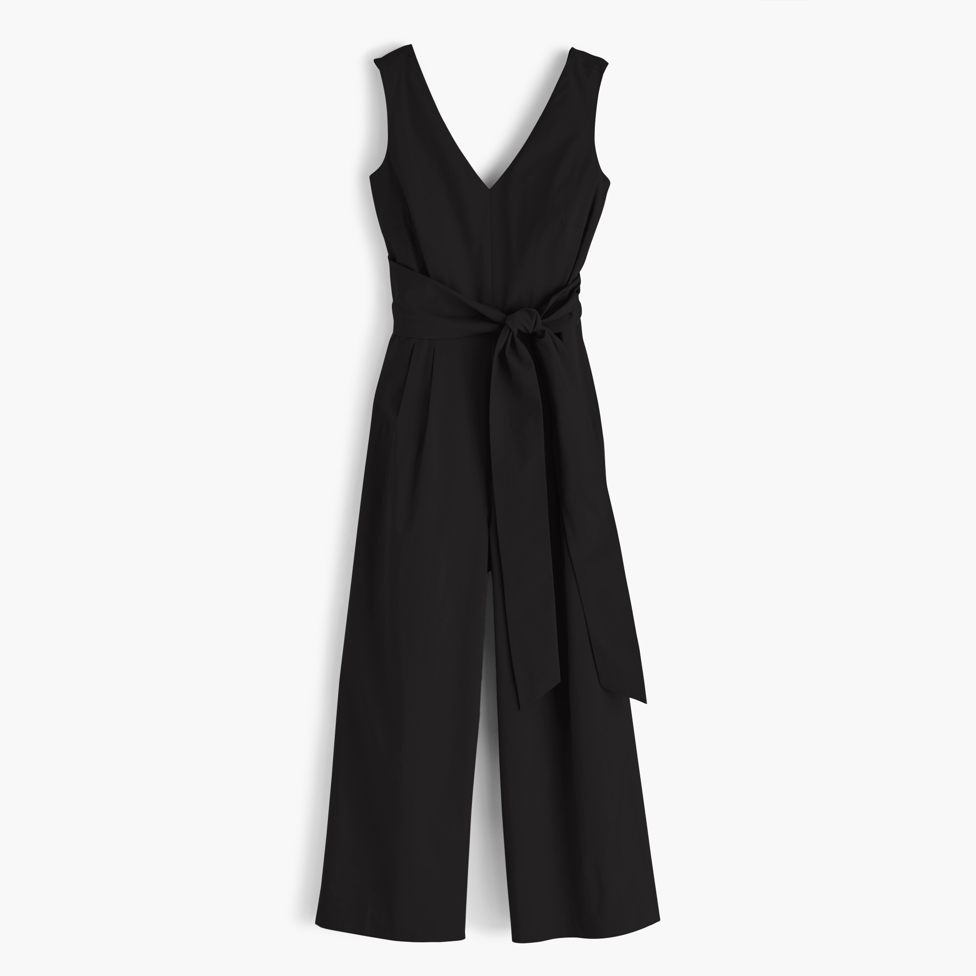Wrap-tie jumpsuit in stretch poplin