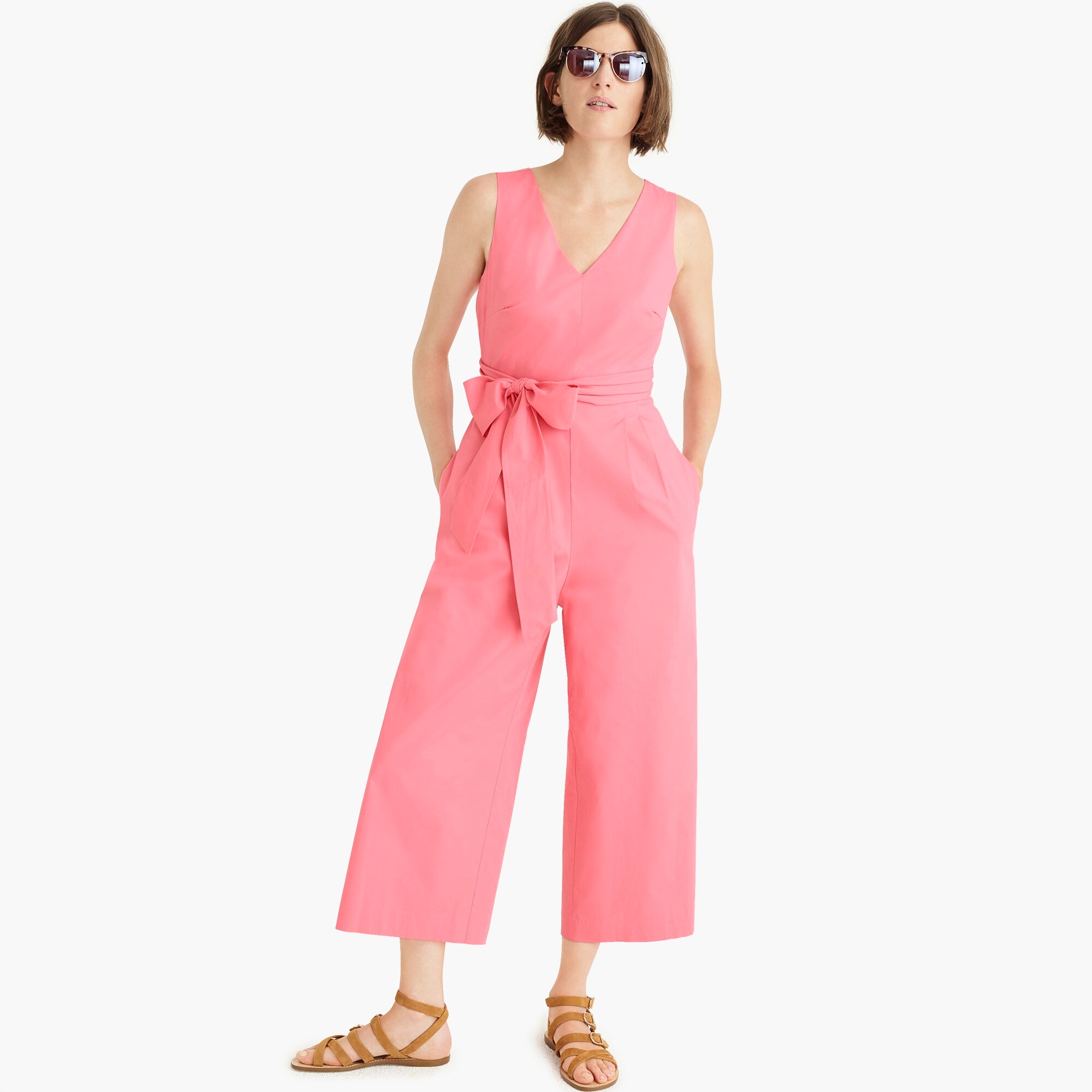 j crew wrap tie jumpsuit poplin