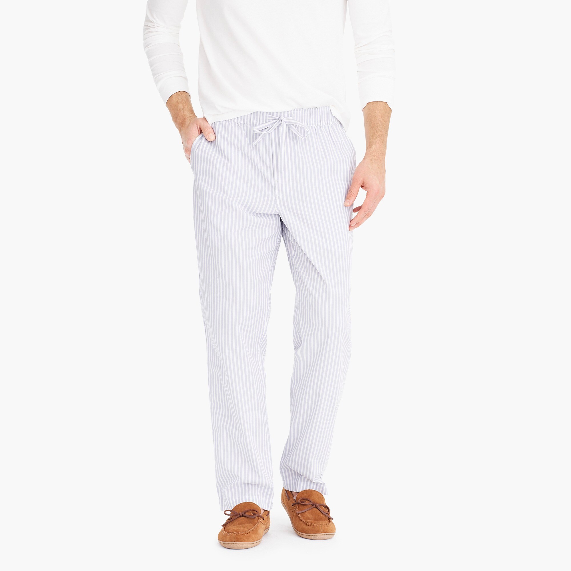 mens Pajama pant in striped cotton poplin