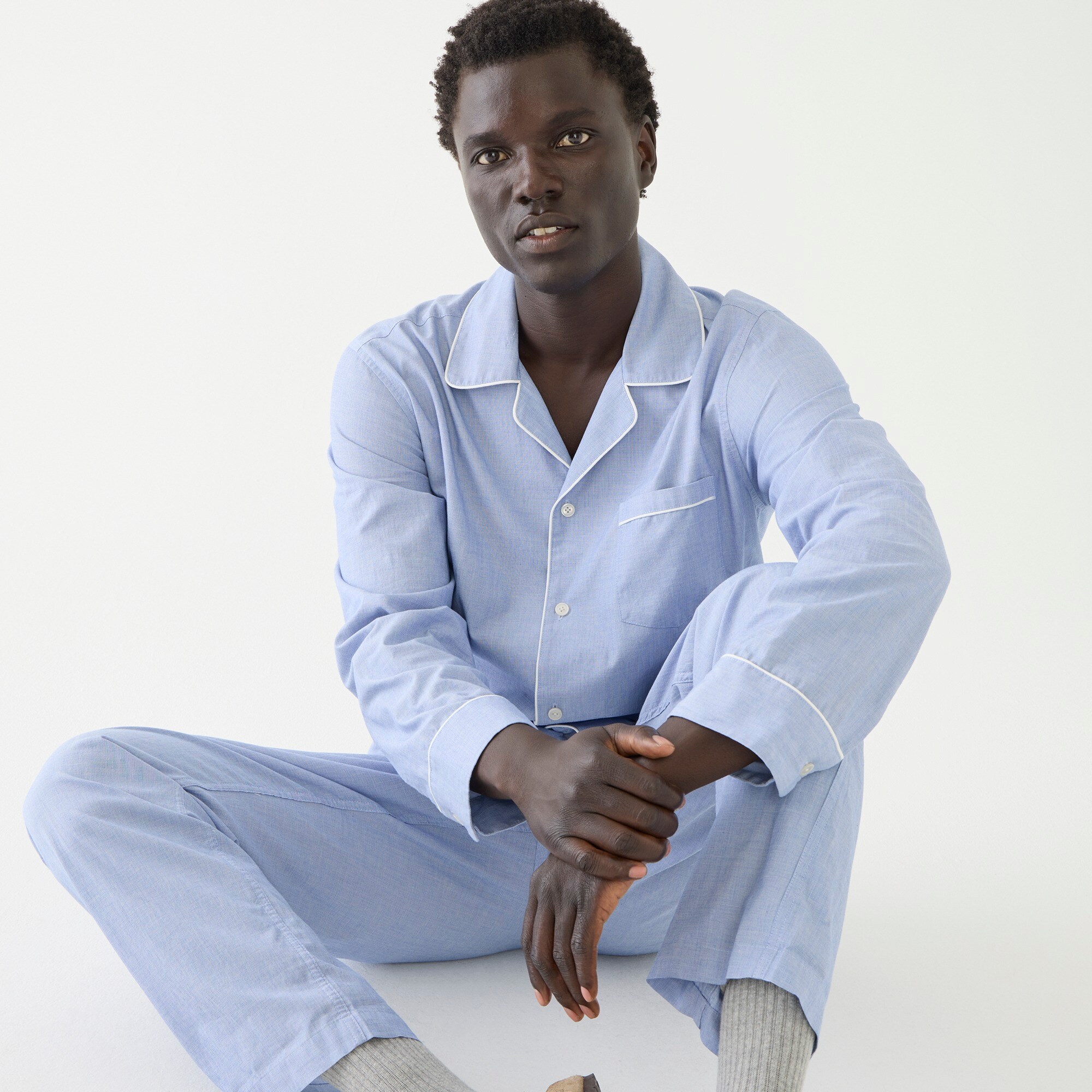 mens Pajama set in cotton poplin