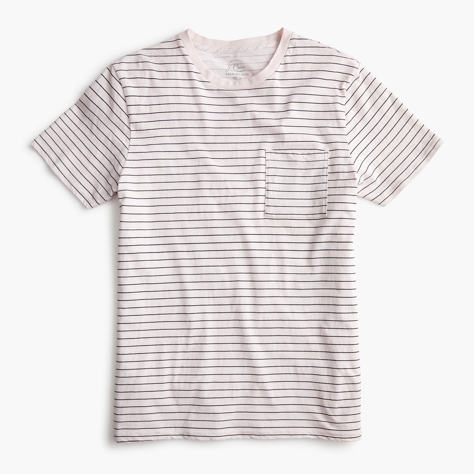 Slub cotton garment-dyed T-shirt in pink stripe