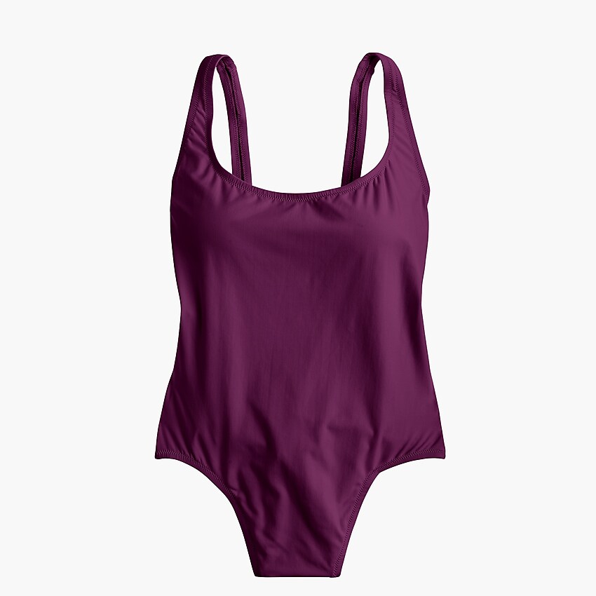 j.crew: plunging scoopback one-piece swimsuit, right side, view zoomed