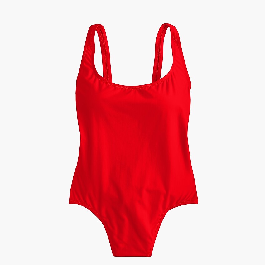 j.crew: plunging scoopback one-piece swimsuit, right side, view zoomed