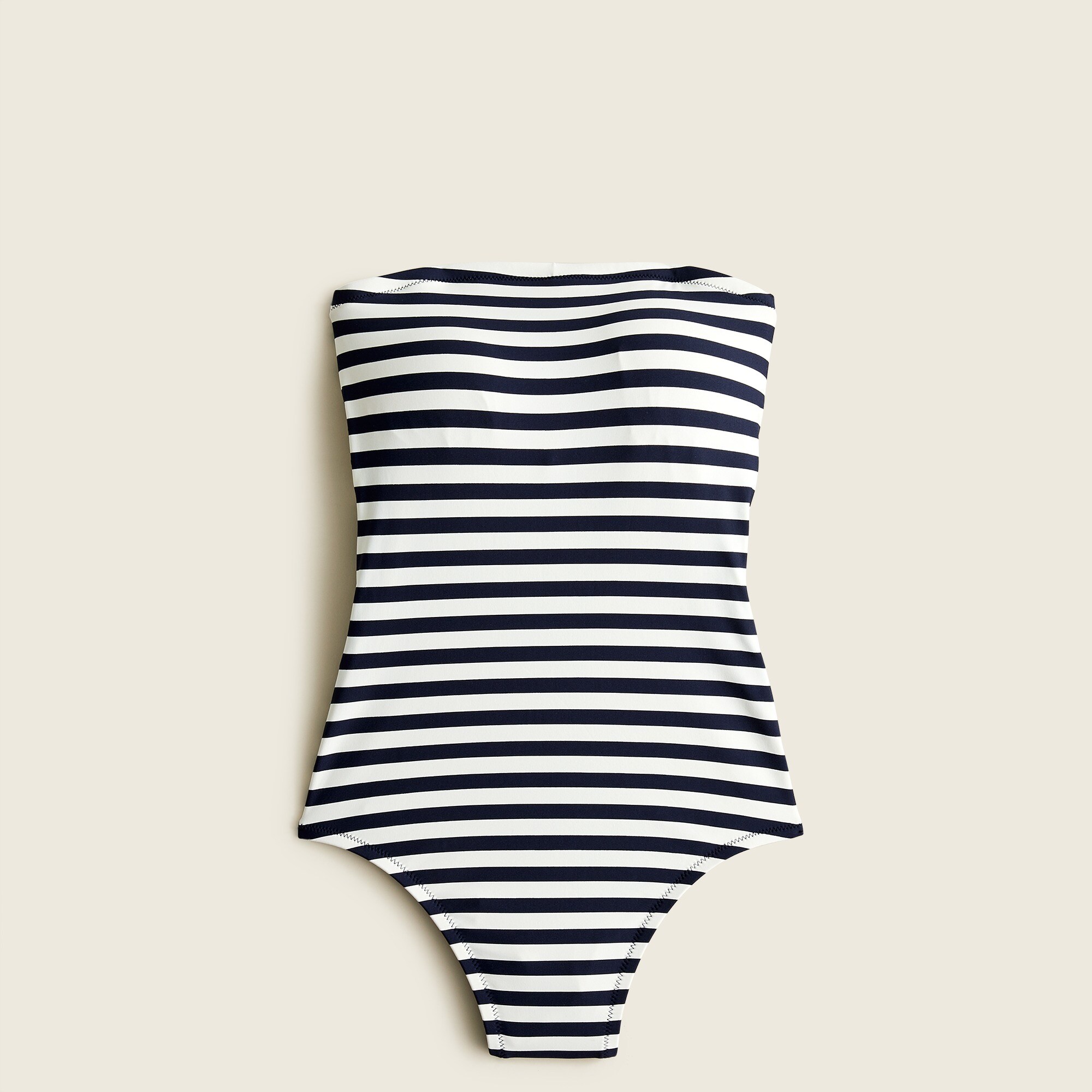 Cross-back bandeau one-piece in classic stripe