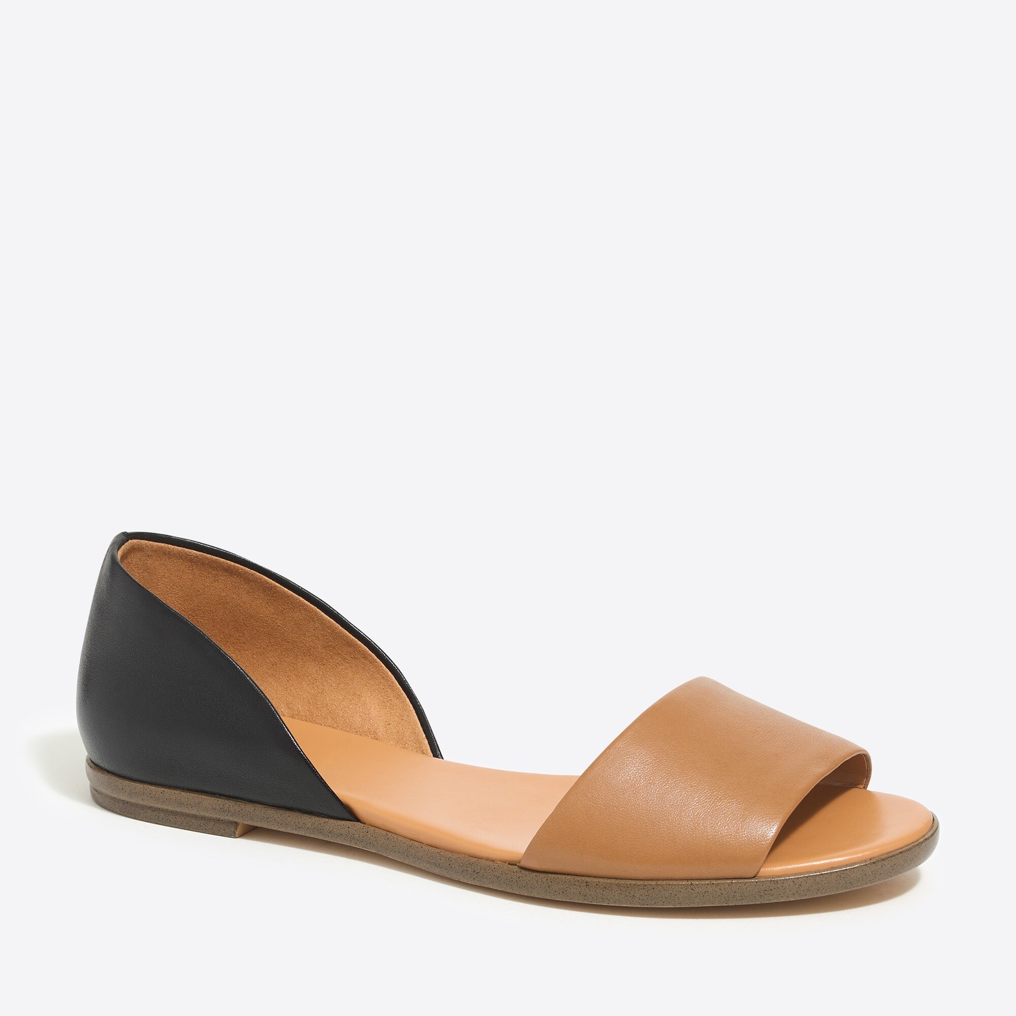 morgan leather peep-toe flats for women