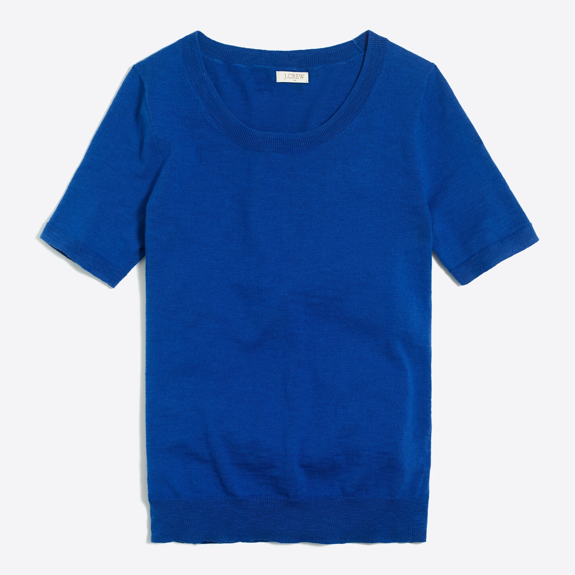 Short-sleeve slub cotton sweater