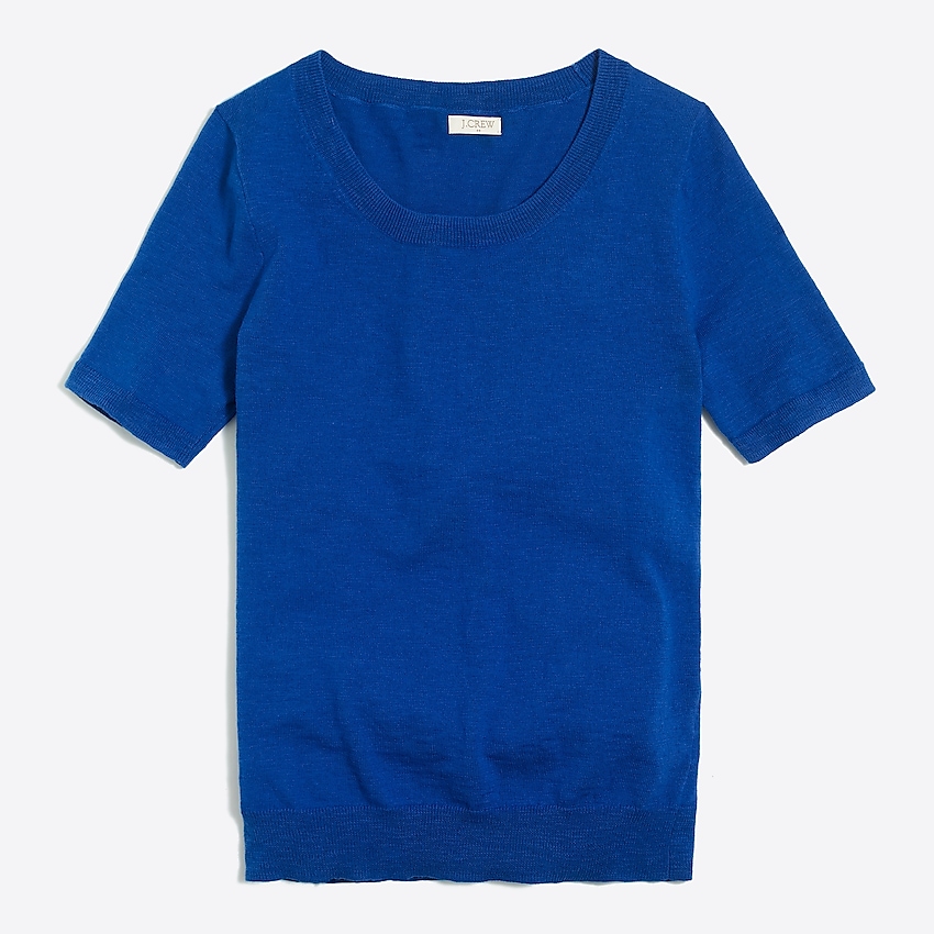 factory: short-sleeve slub cotton sweater for women, right side, view zoomed