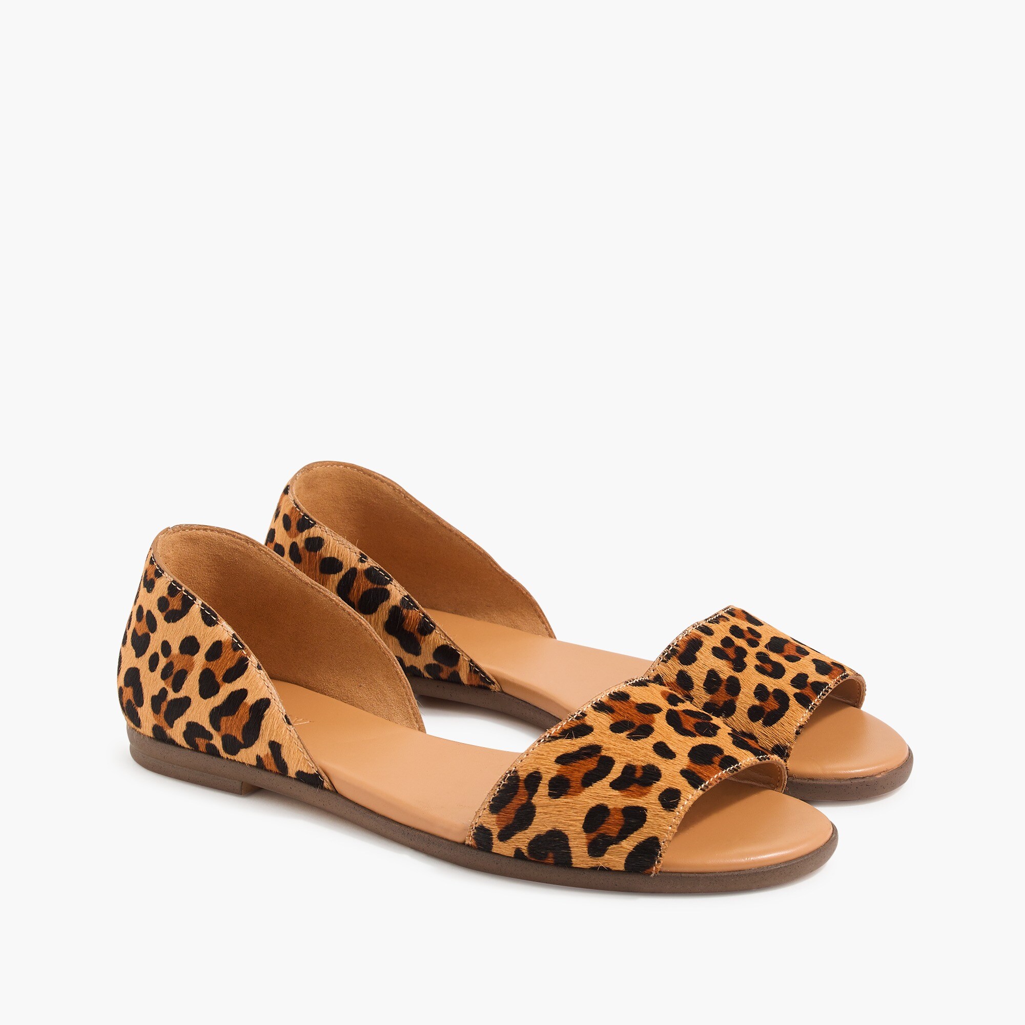 morgan leopard calf hair peep-toe flats for women