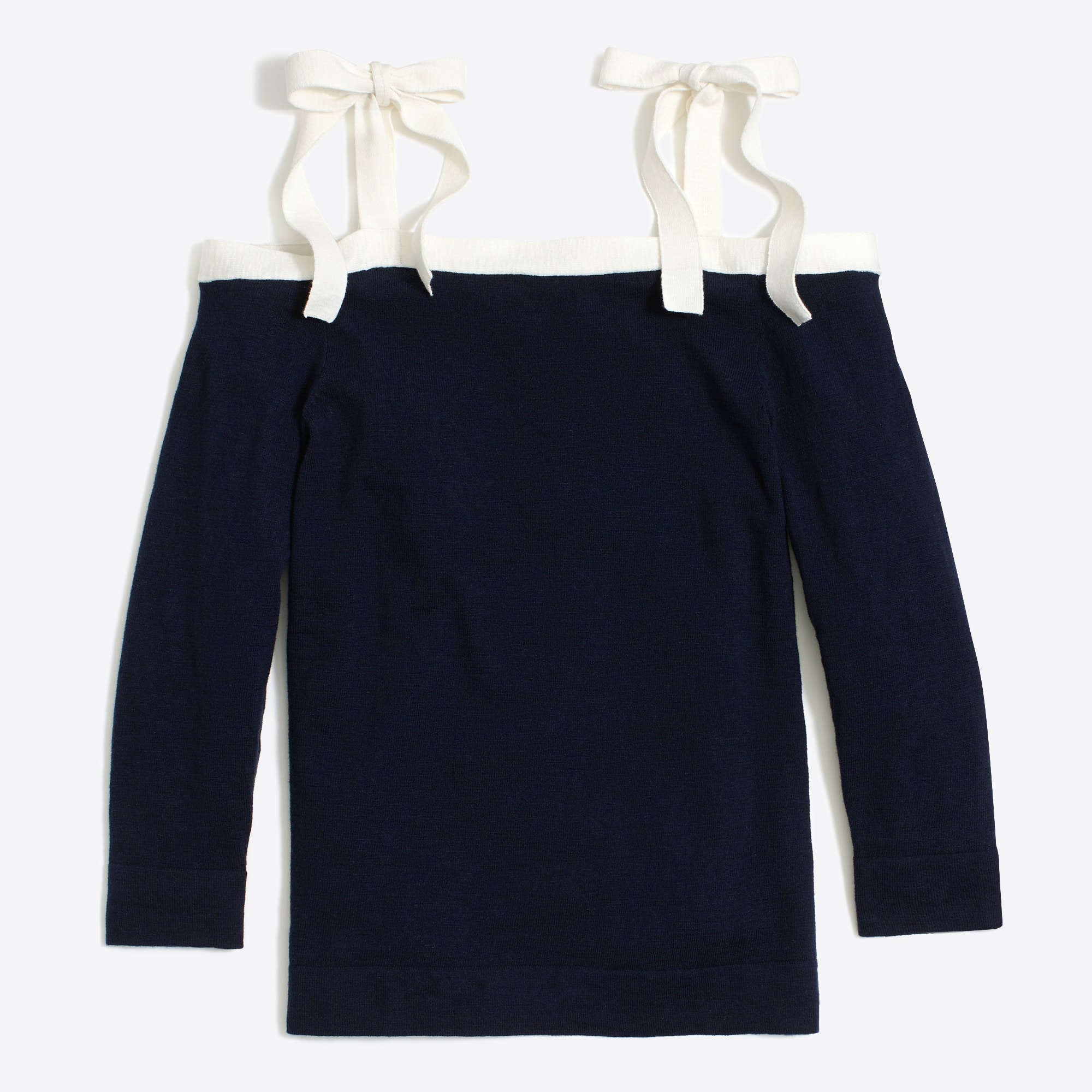 Tie cold-shoulder sweater