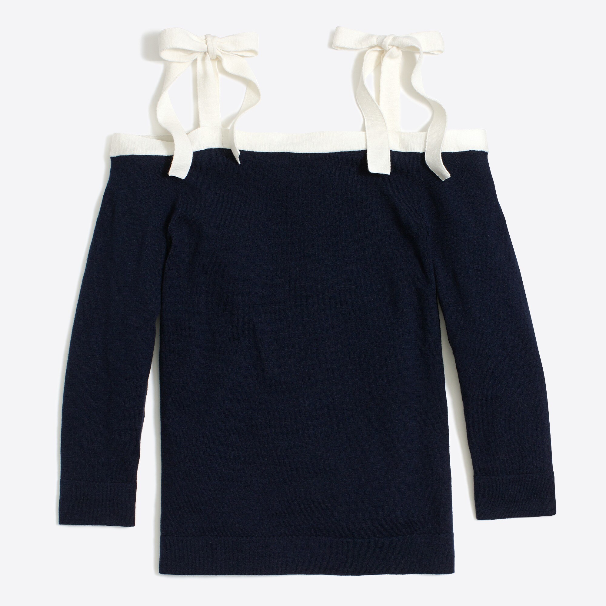 Tie cold-shoulder sweater