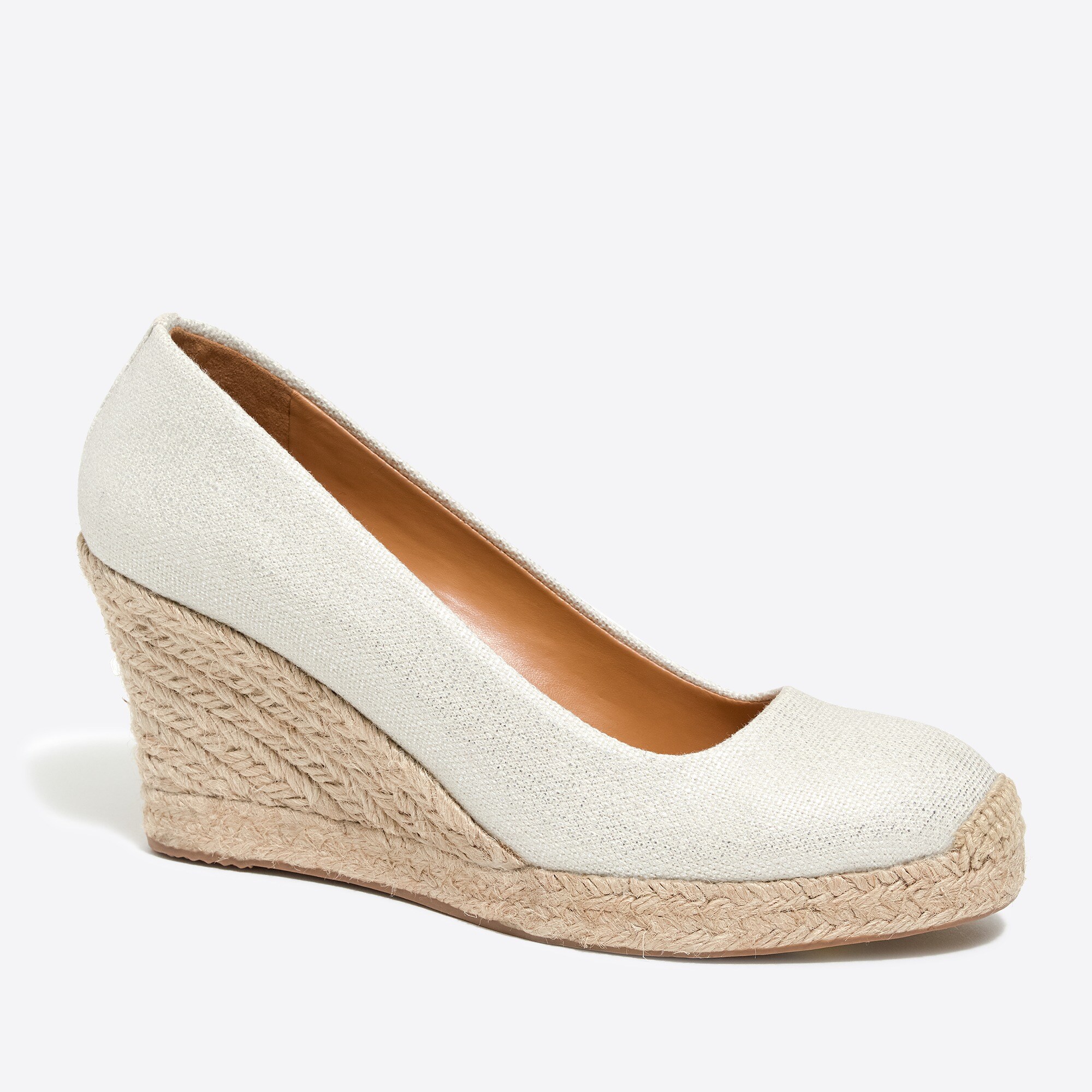 metallic canvas espadrille wedges for women