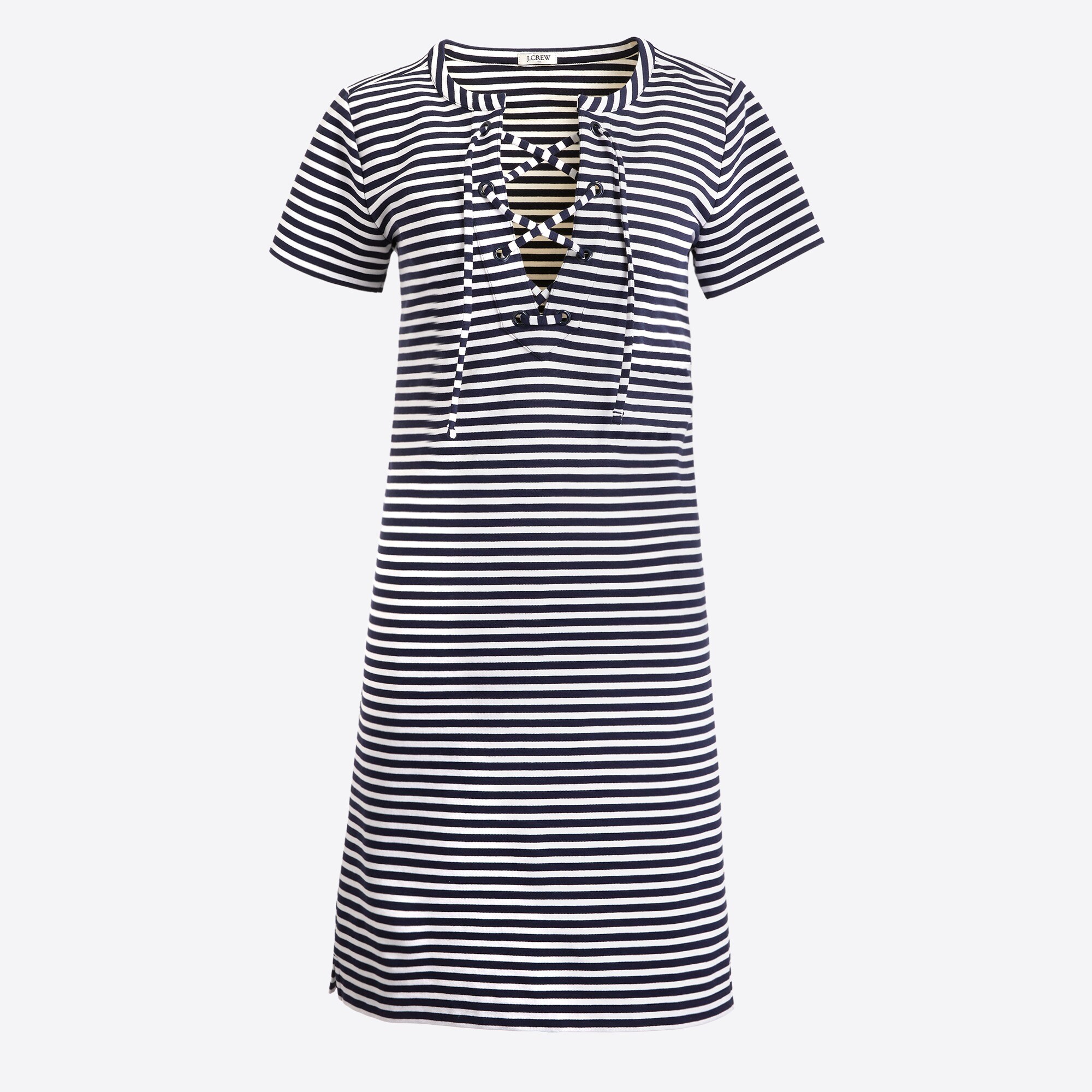 Stripe lace-up knit dress