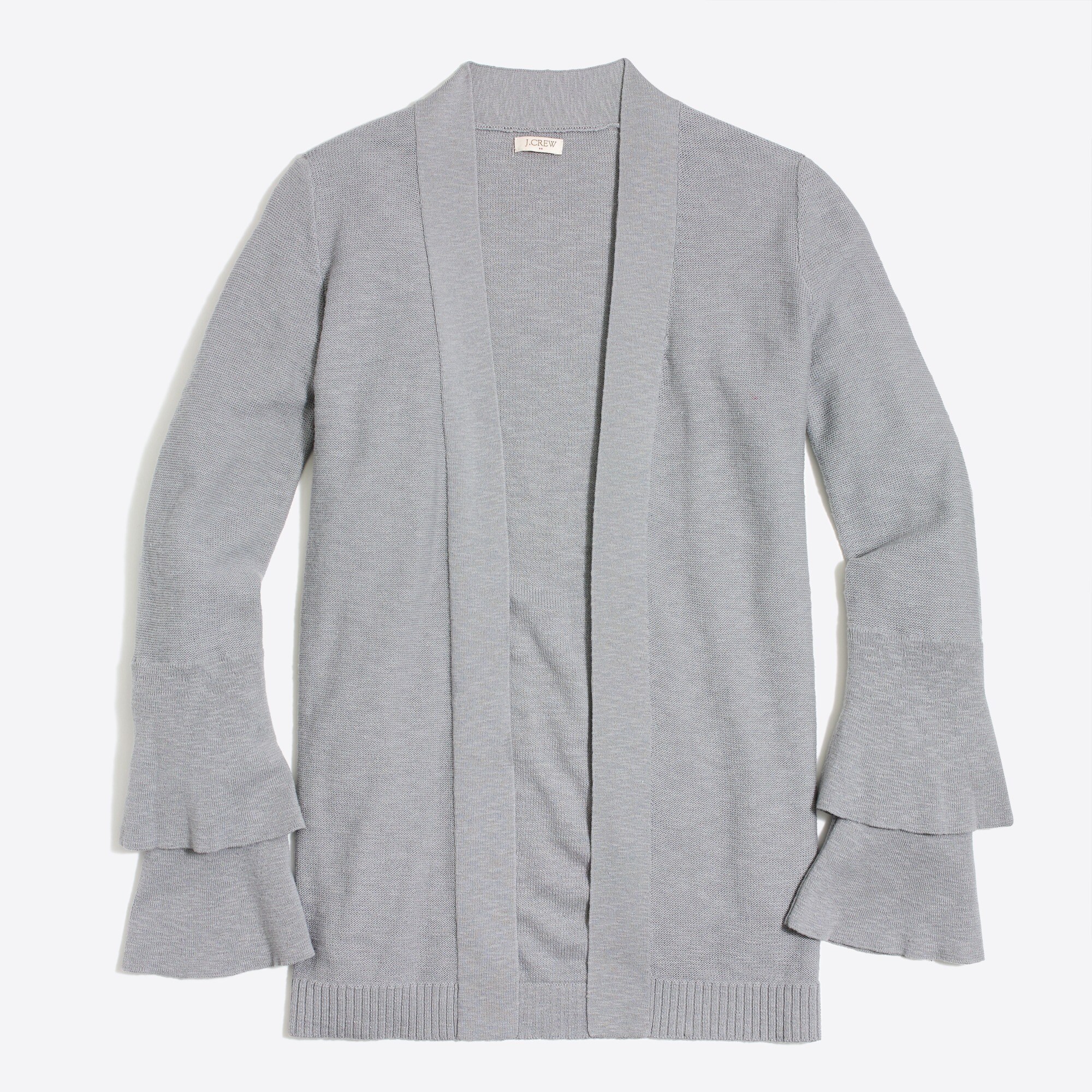 Tiered ruffle-sleeve cardigan sweater