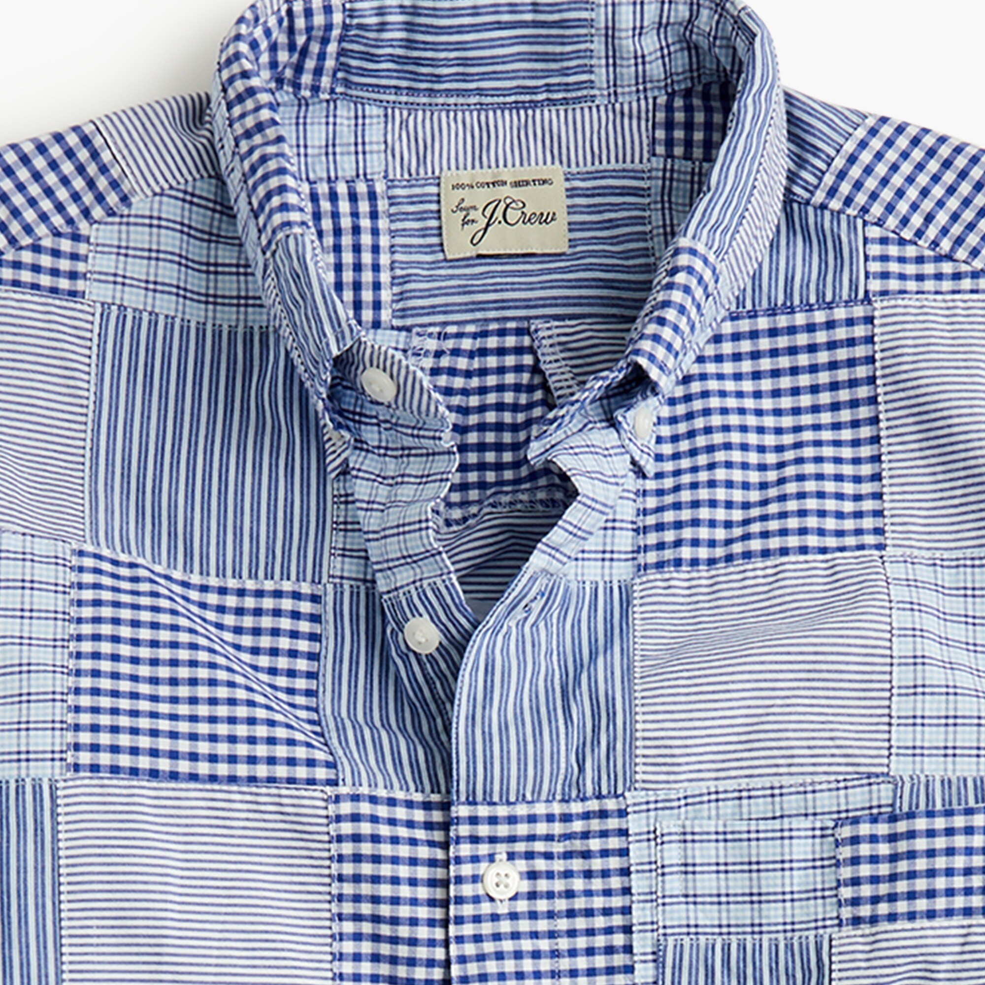 Short-sleeve Cotton Poplin Shirt In Patchwork Stripe For Men | J.Crew
