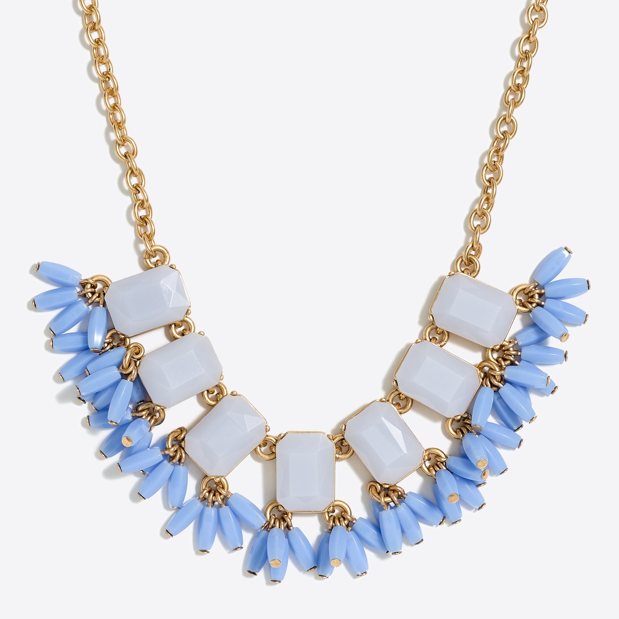 Beaded fringe gemstone necklace