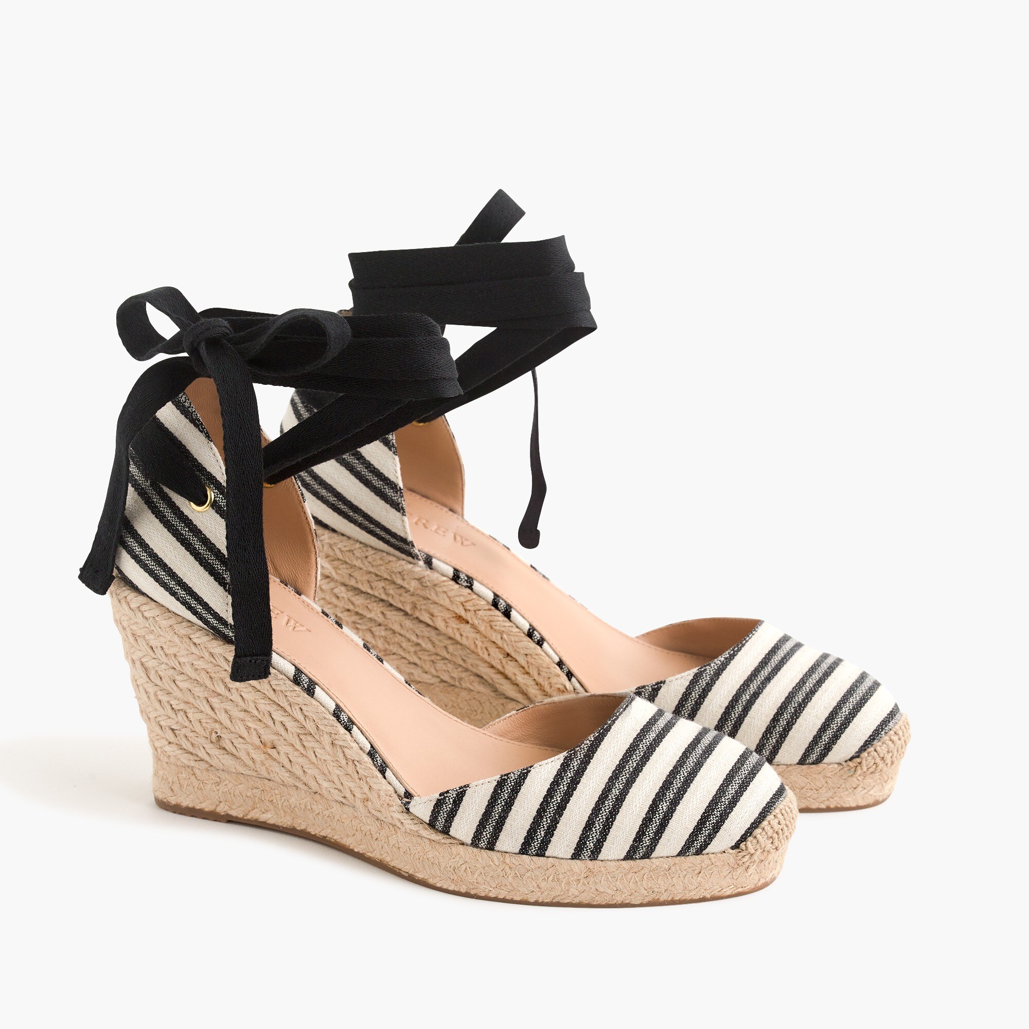 Espadrille wedges (83mm) with ankle wrap in stripe
