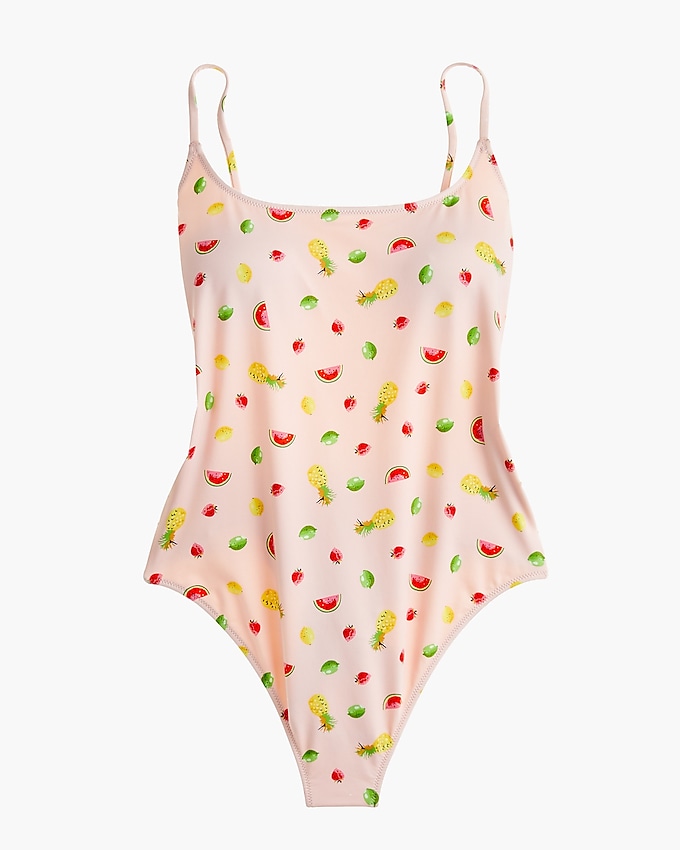 j.crew: j.crew playa printed newport super-scoopback one-piece swimsuit for women, right side, view zoomed
