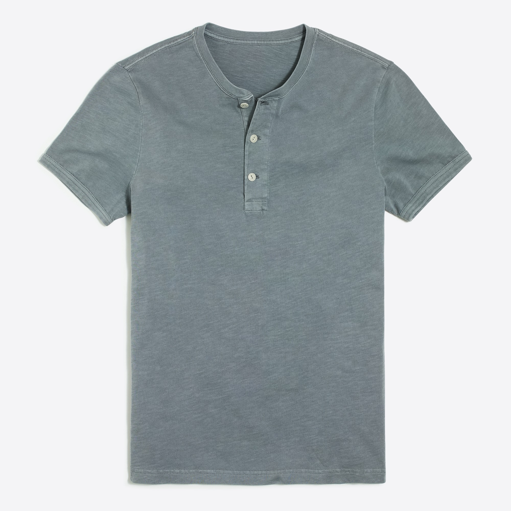 Short-sleeve slub cotton henley