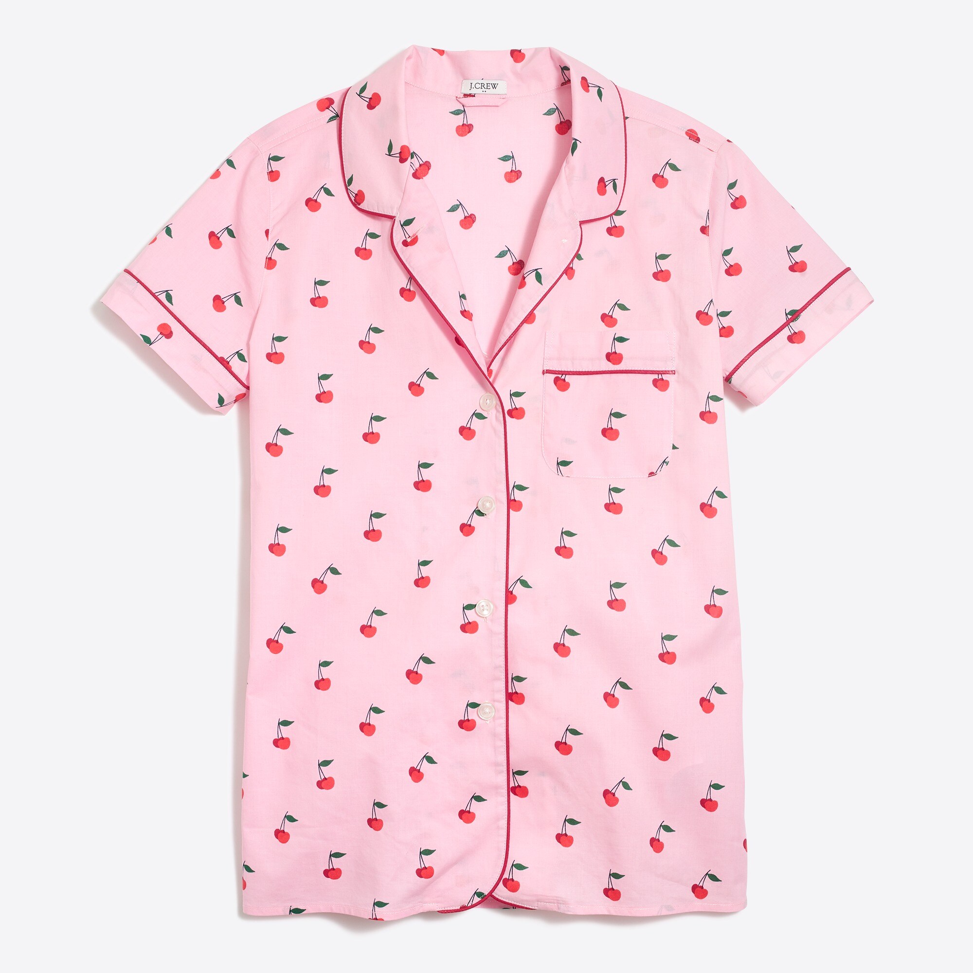 cotton poplin short-sleeve sleep shirt for women