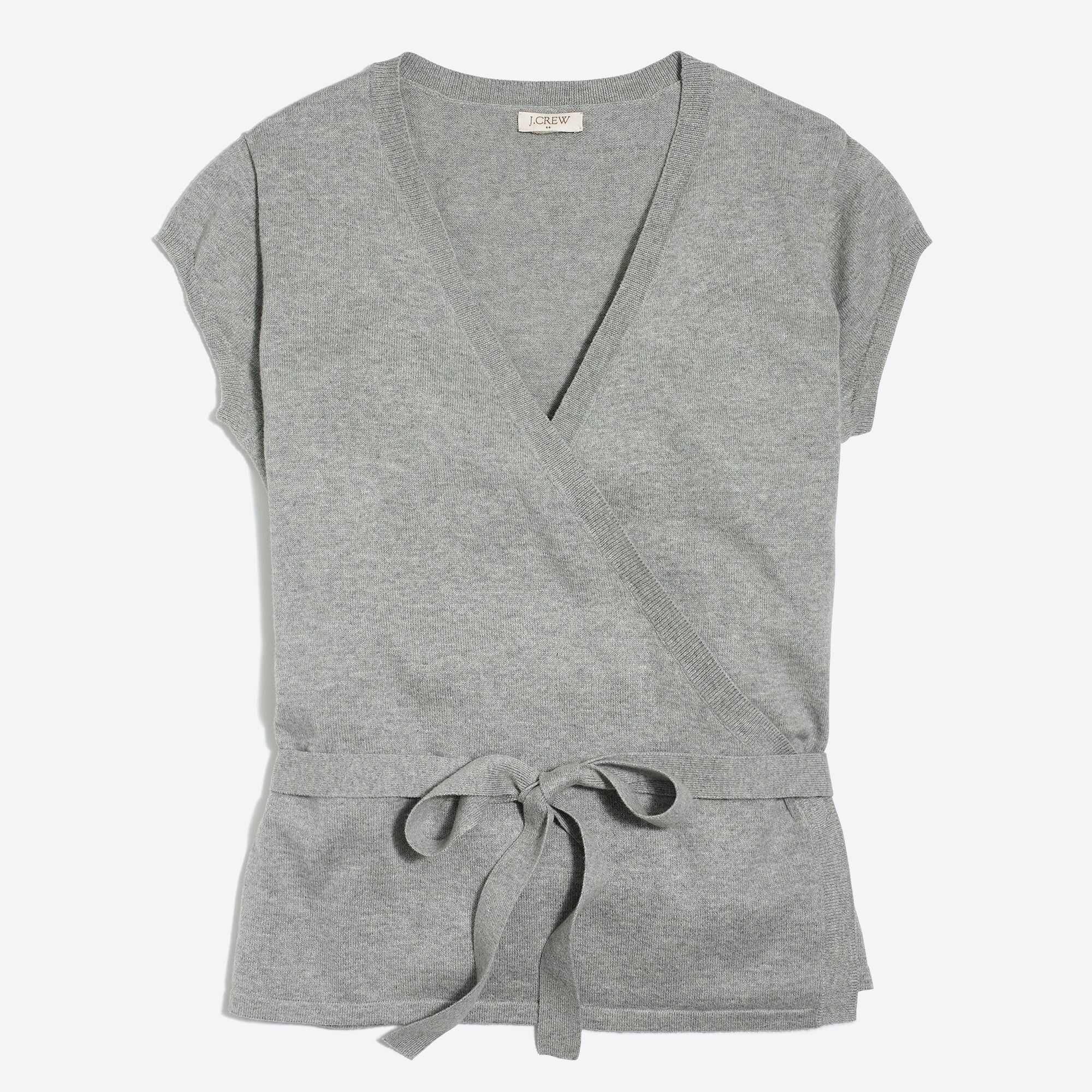 Short-sleeve wrap sweater