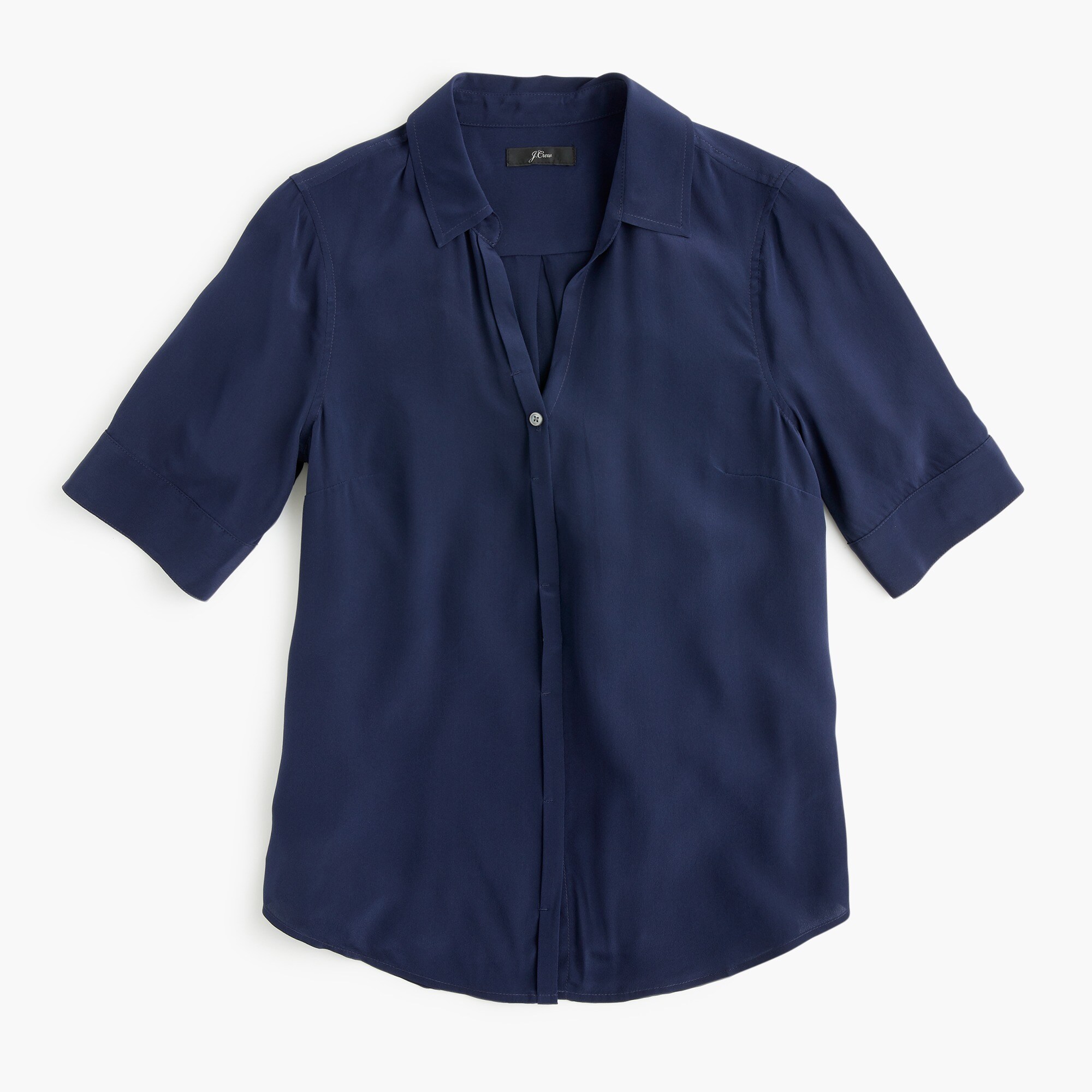 Short-sleeve button-up shirt in silk
