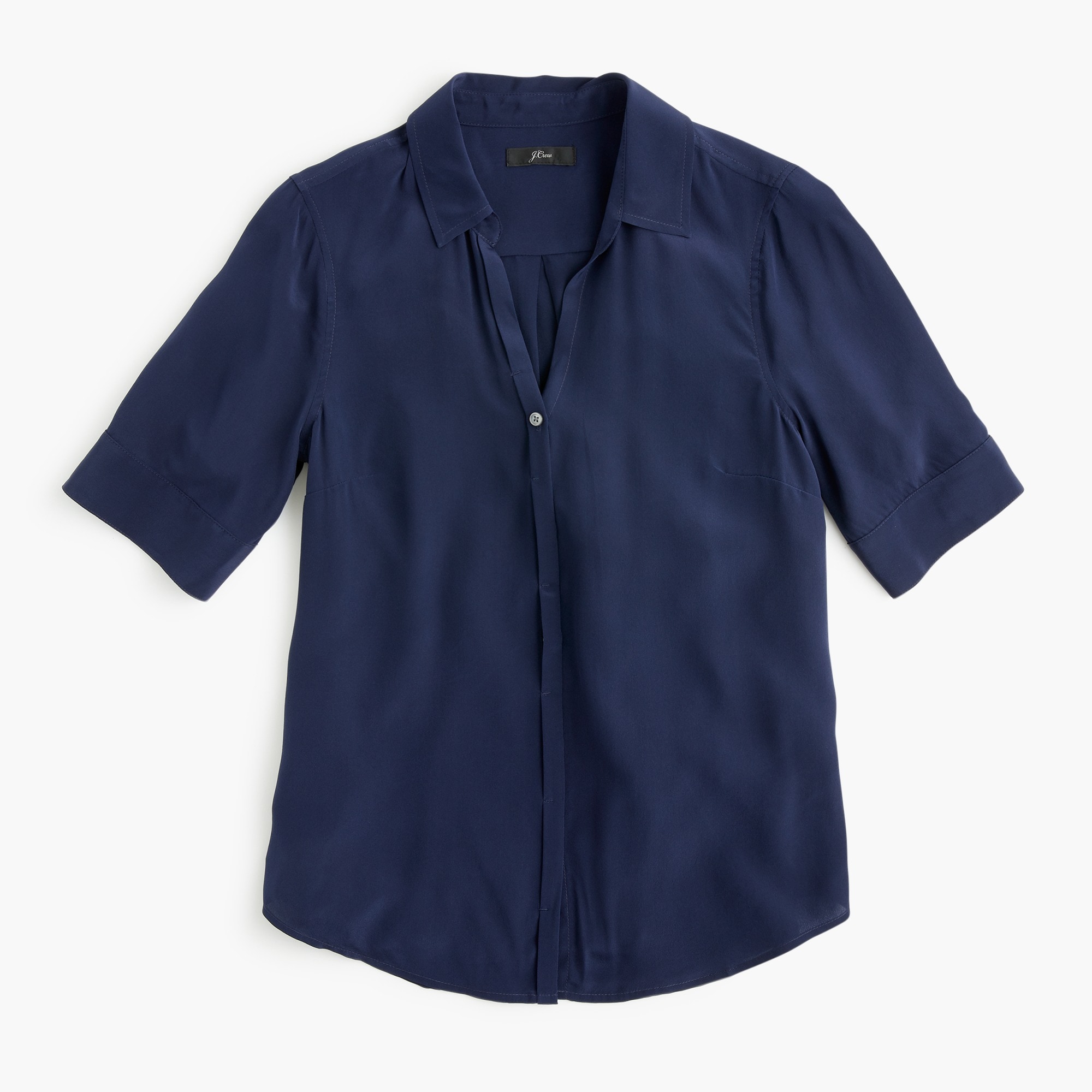 Short-sleeve button-up shirt in silk