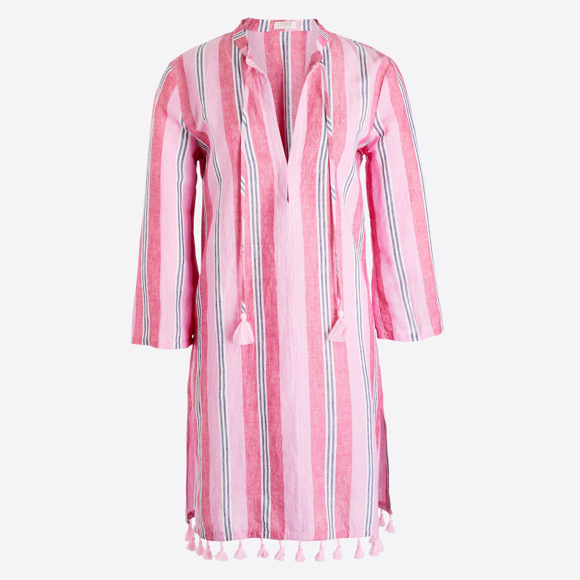 Striped tassel tunic cover-up