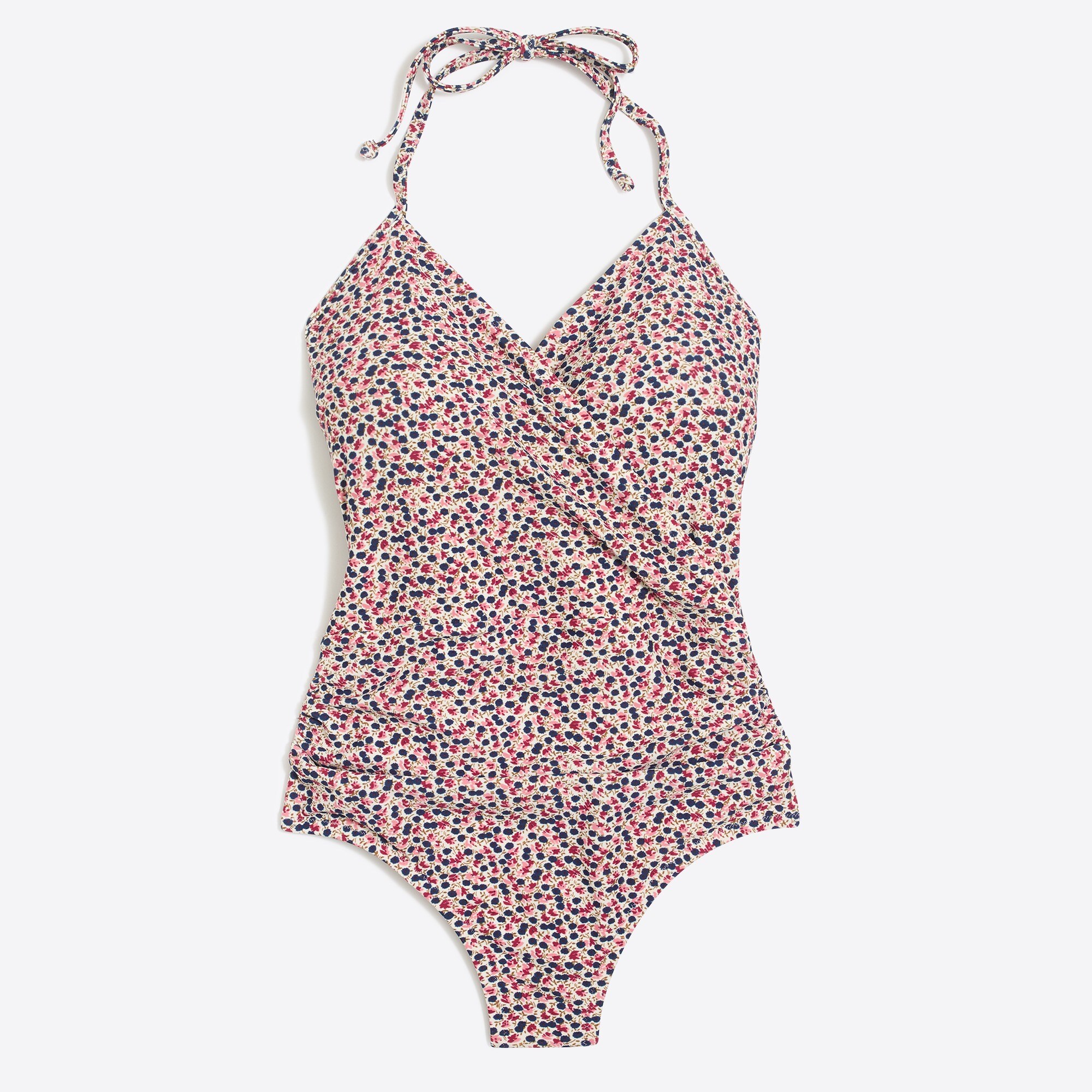 Wrap halter one-piece swimsuit