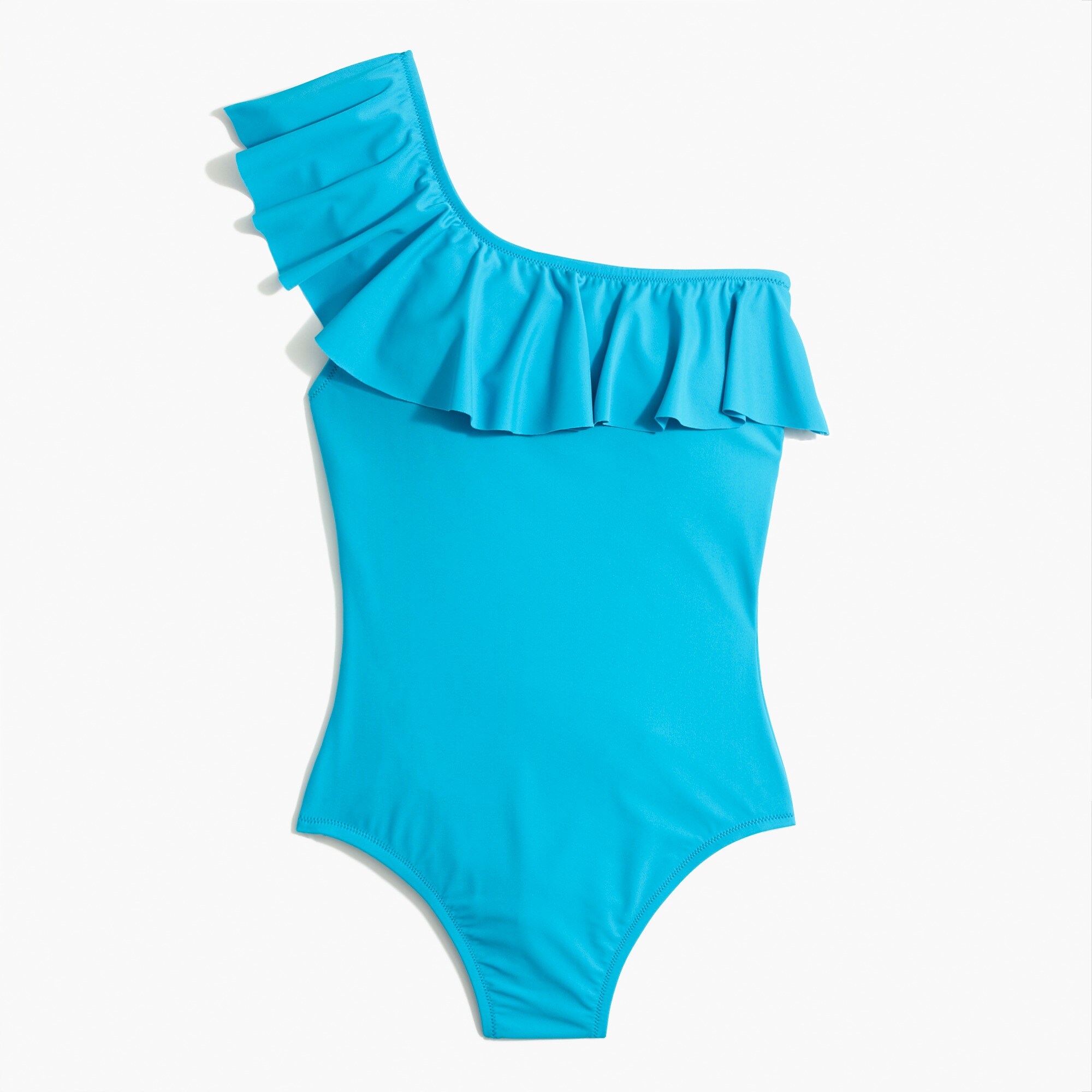 Ruffle one-shoulder one-piece swimsuit