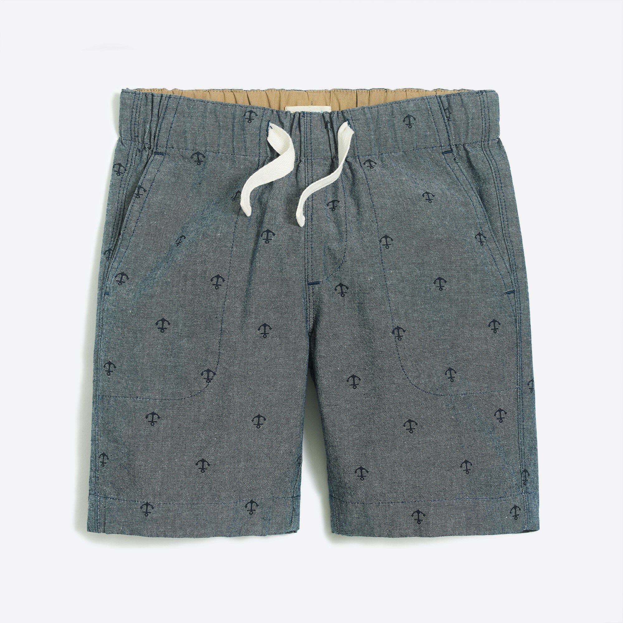 Boys' chambray pull-on critter short in anchors
