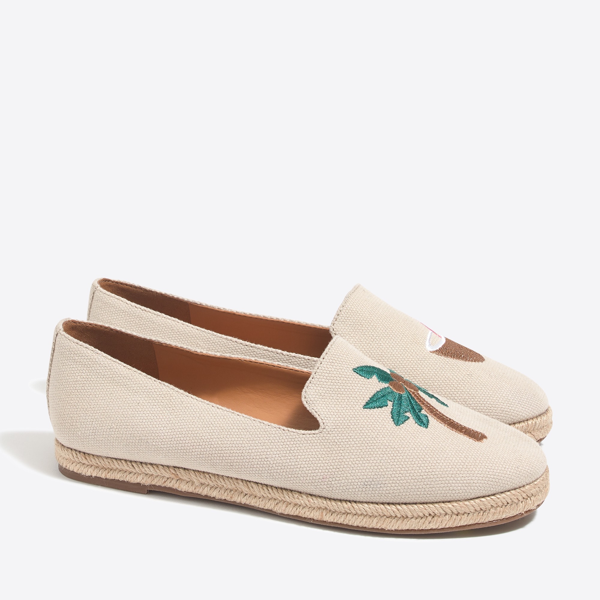 tropical embroidered slip-on espadrilles for women