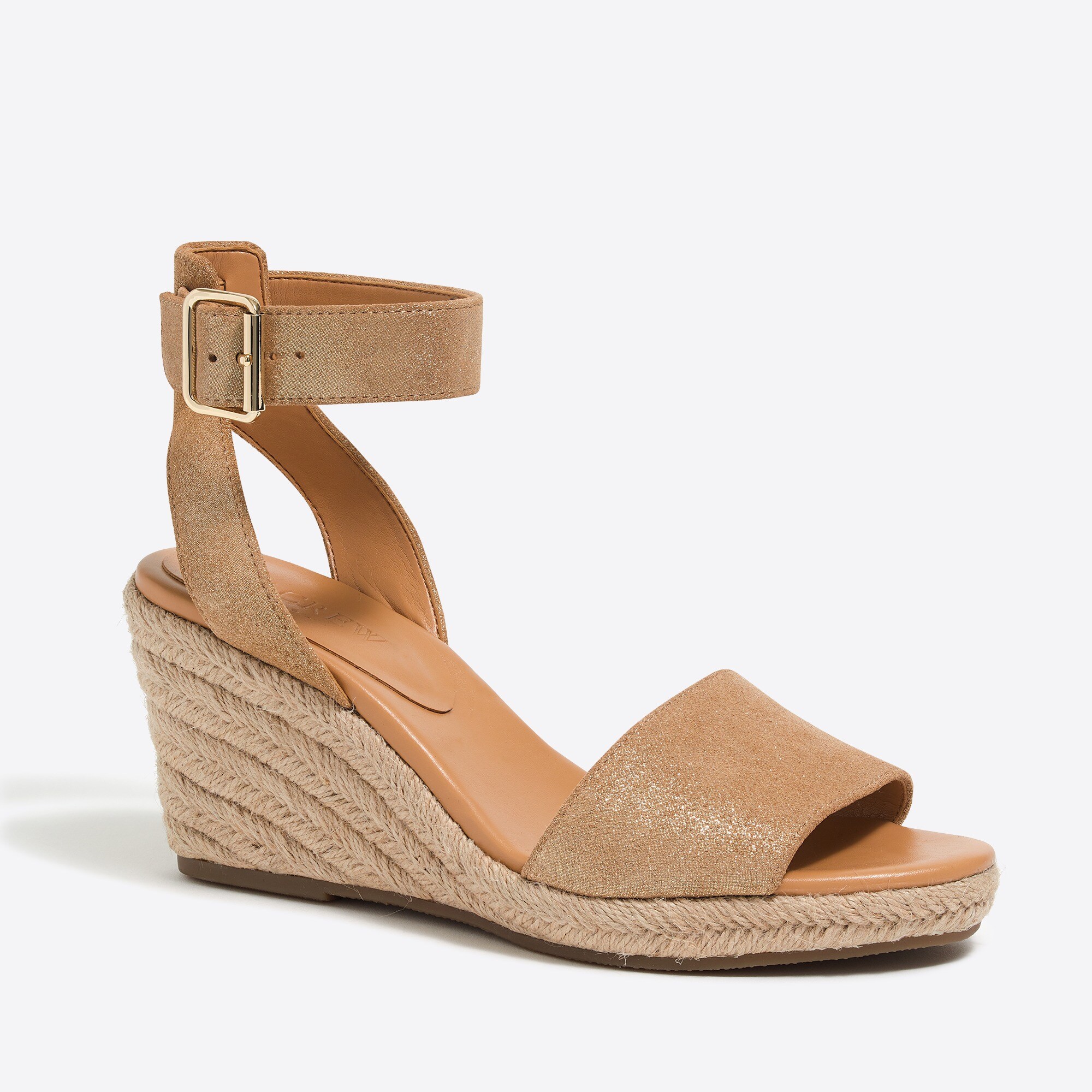 Metallic suede espadrille wedges