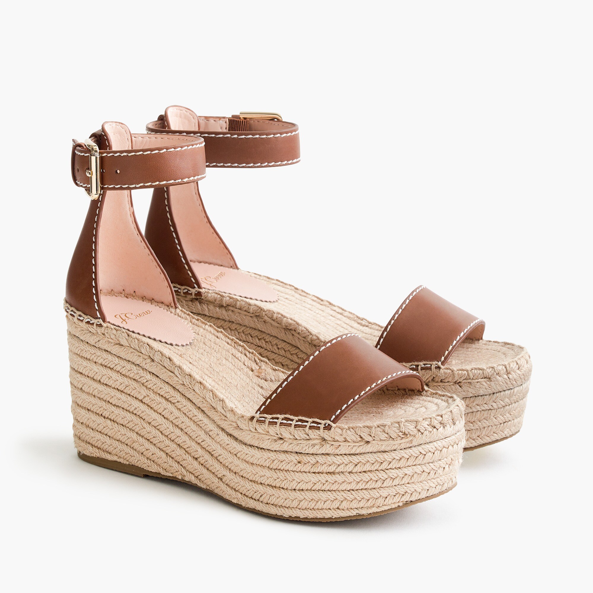 Platform espadrille sandals in leather