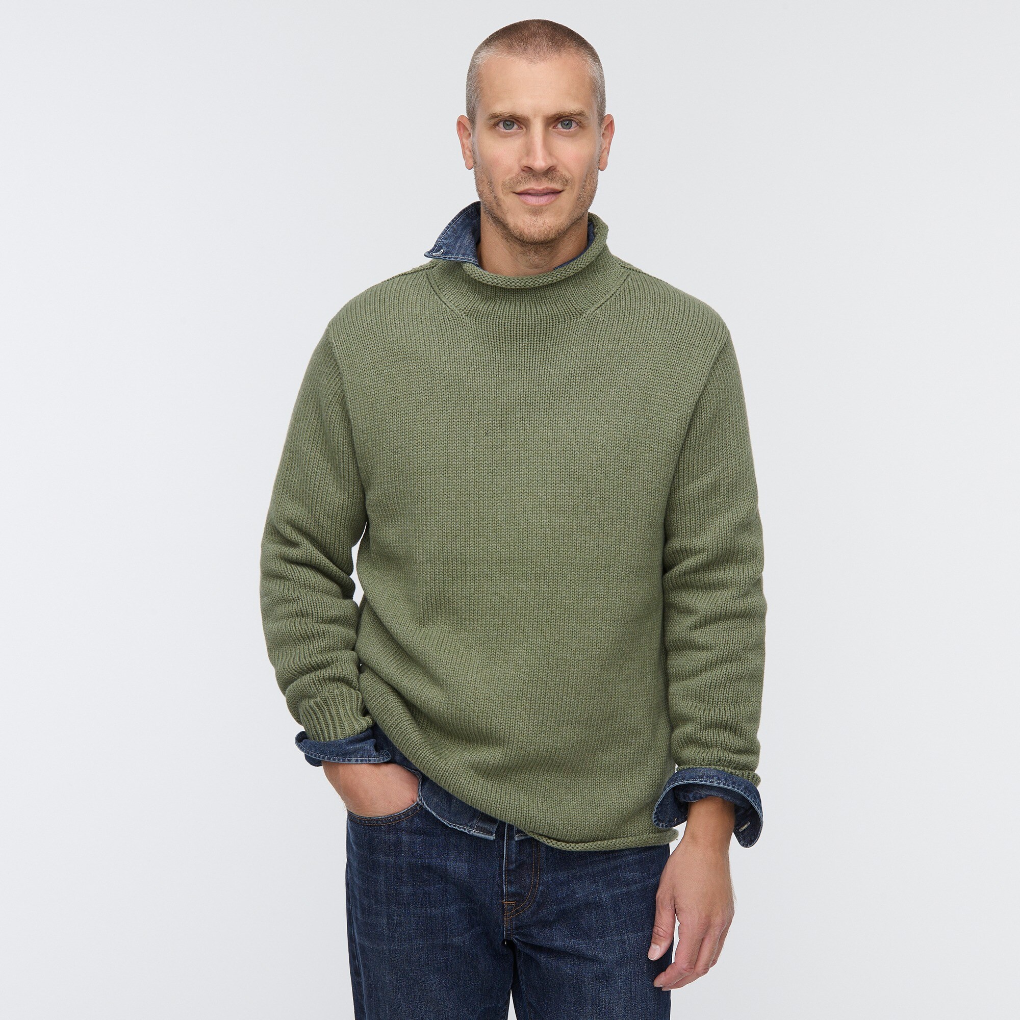 rugged cotton henley sweater