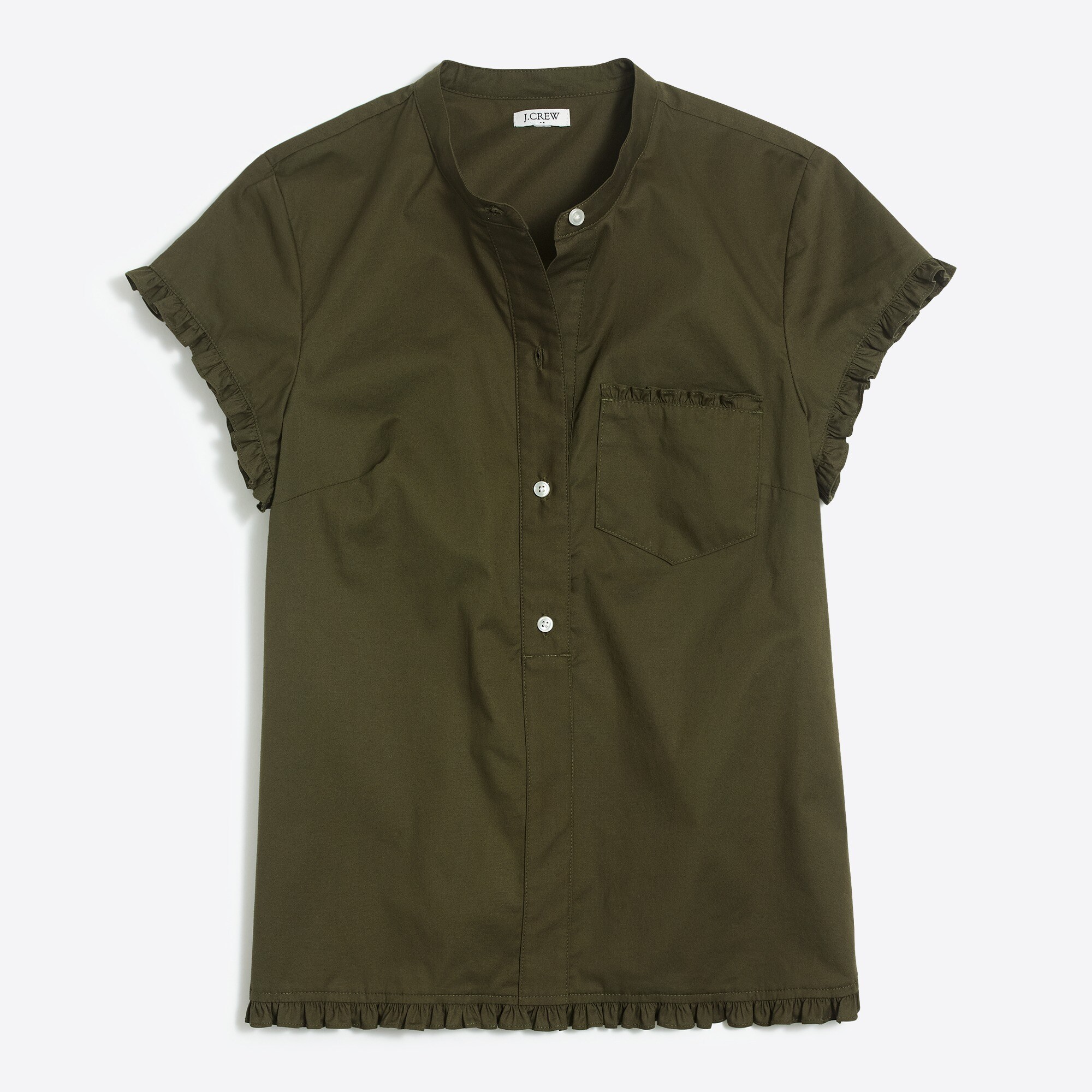 short-sleeved popover with ruffle trim for women