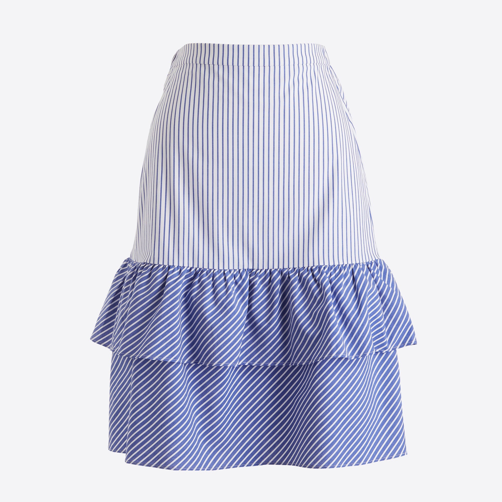 Cocktail stripe tiered ruffle midi skirt