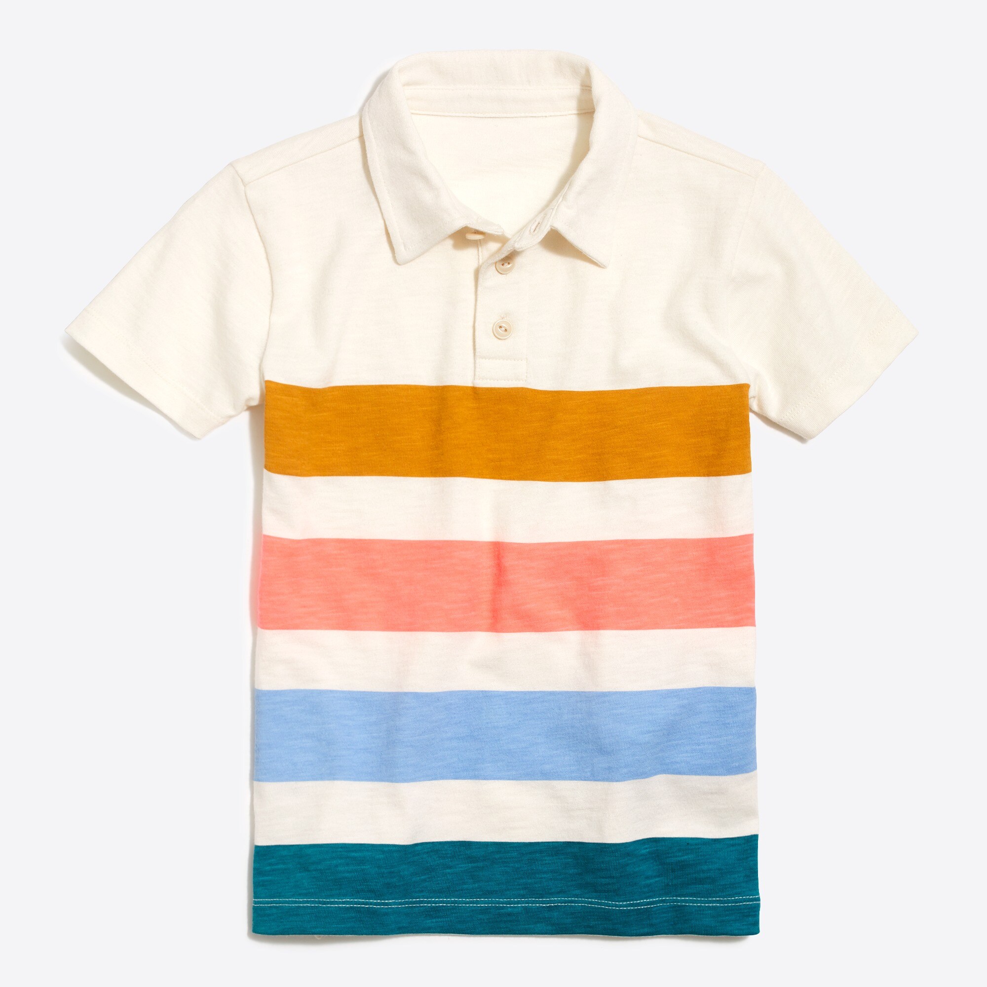 Boys' short-sleeve broad stripe polo shirt